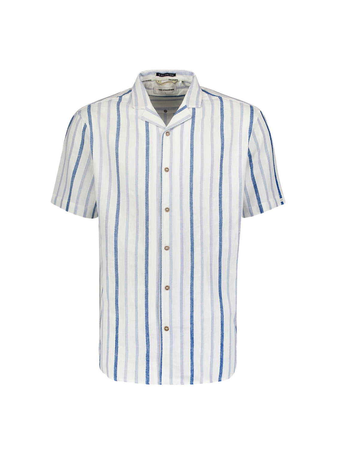 Kurzärmeliges Hemd mit Resortkragen und 3 neutralen Streifen | Weiß