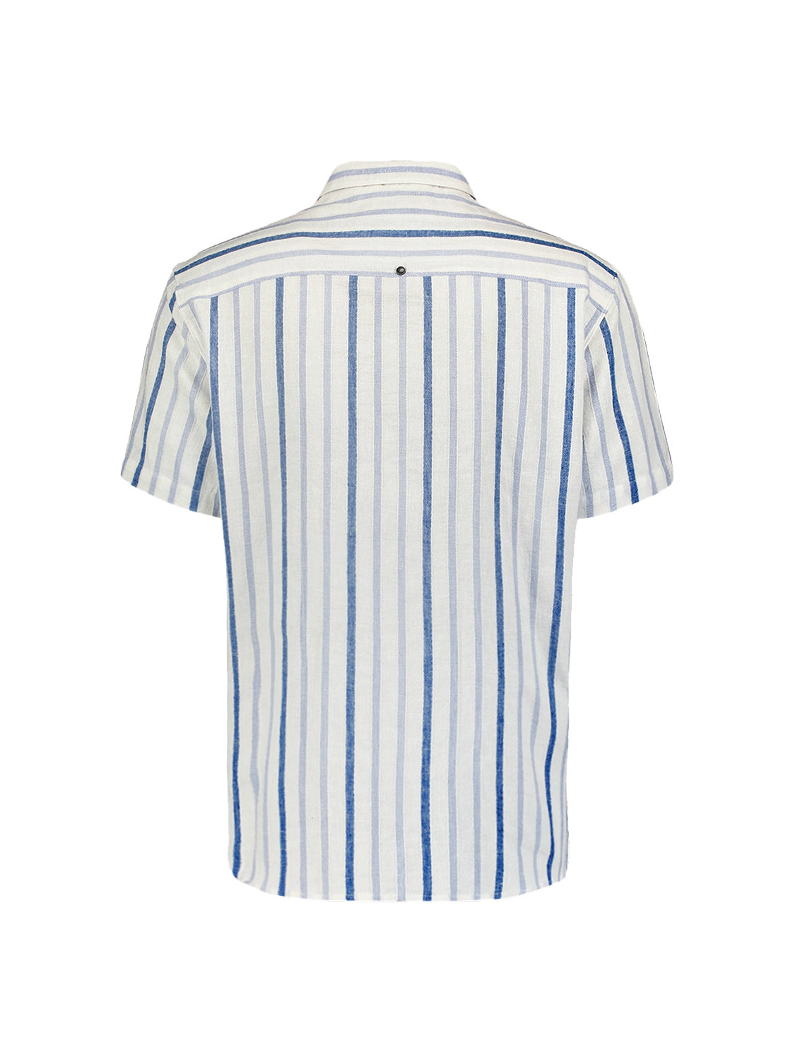Kurzärmeliges Hemd mit Resortkragen und 3 neutralen Streifen | Weiß