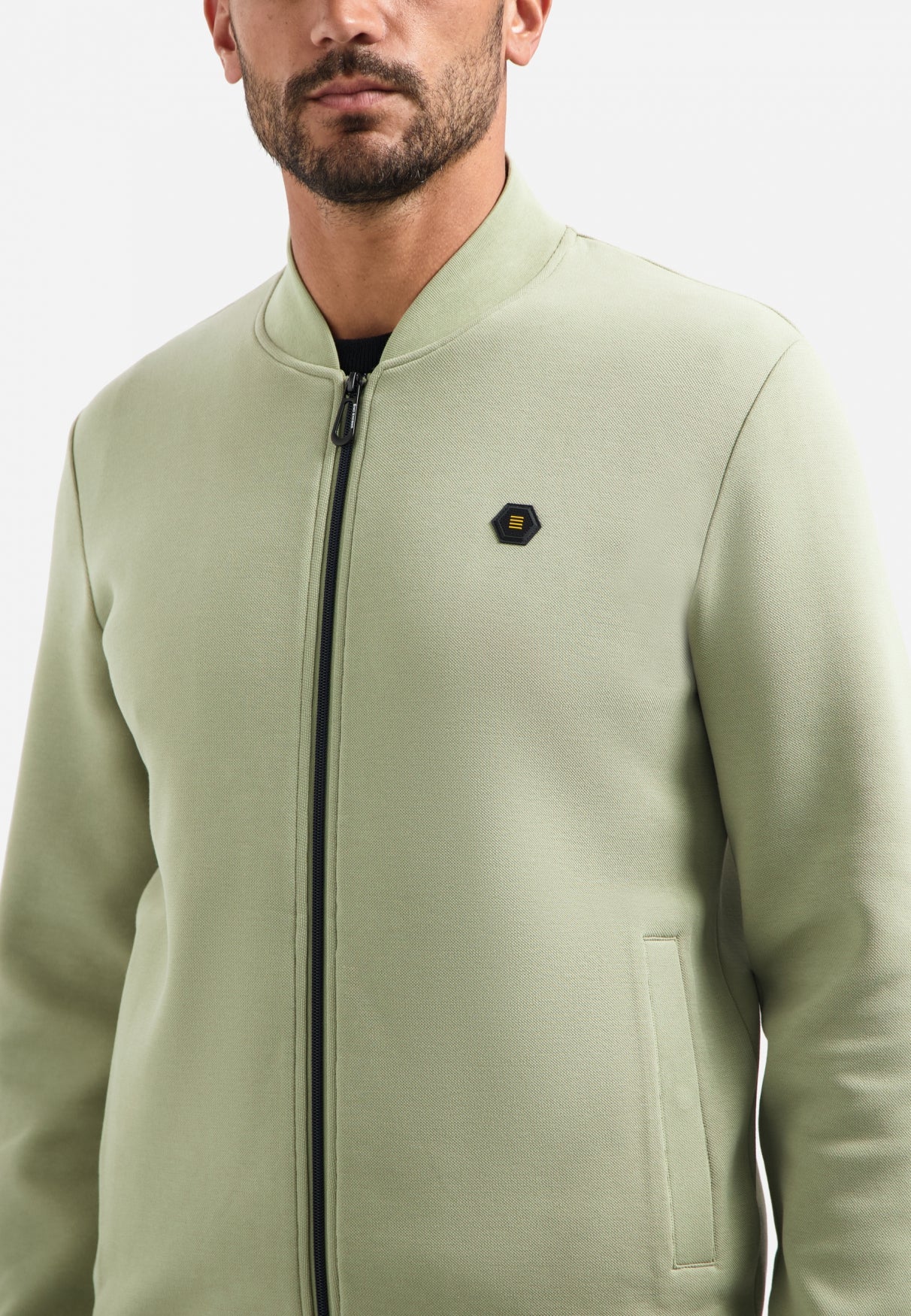 Piqué cardigan | Light Moss