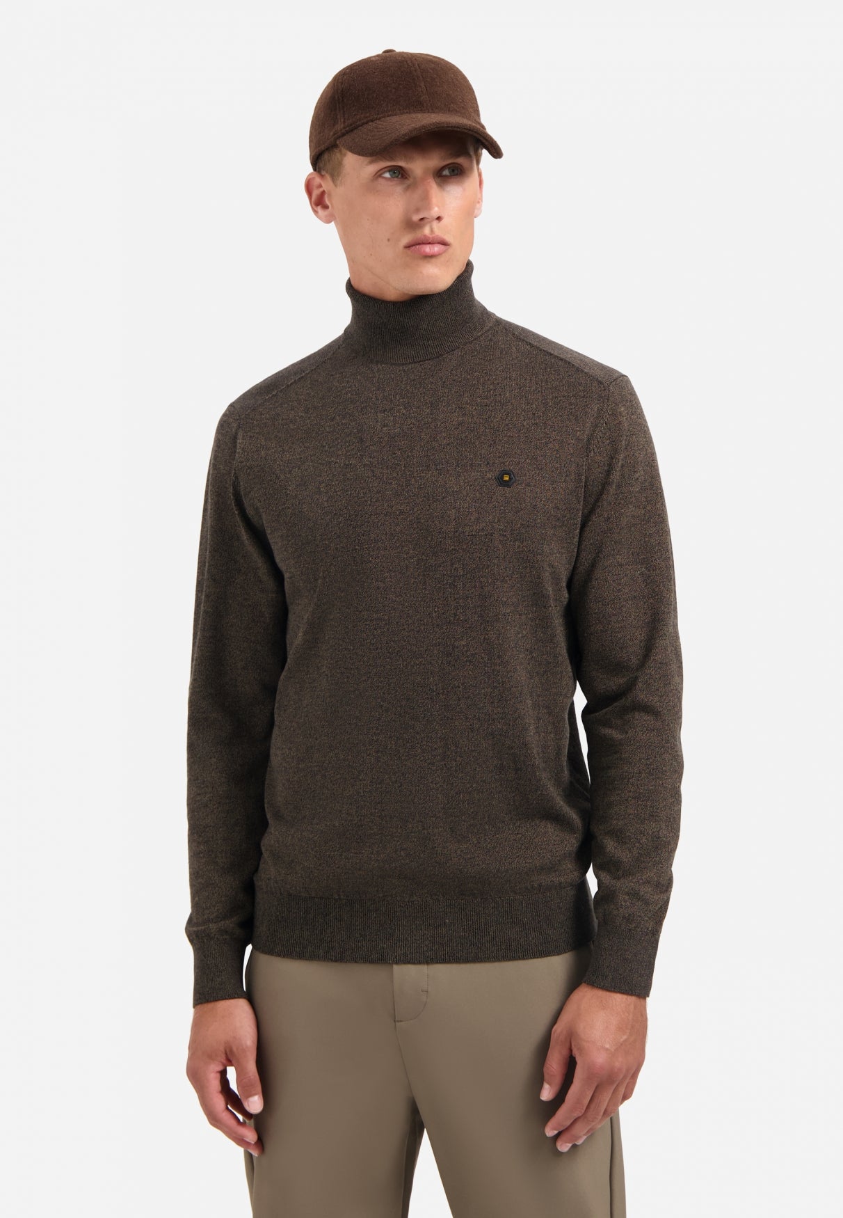 Melange Turtleneck jumper | Taupe