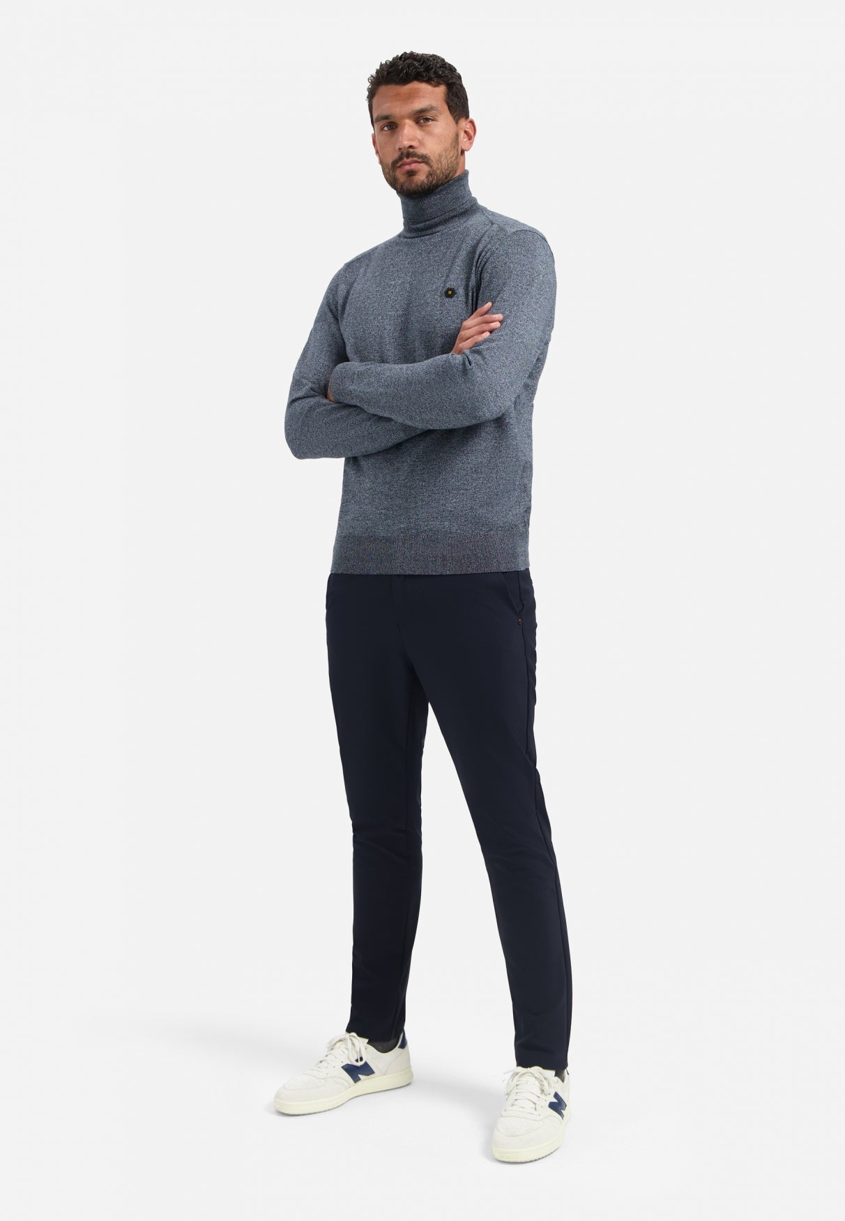 Melange Turtleneck jumper | Dusty Blue