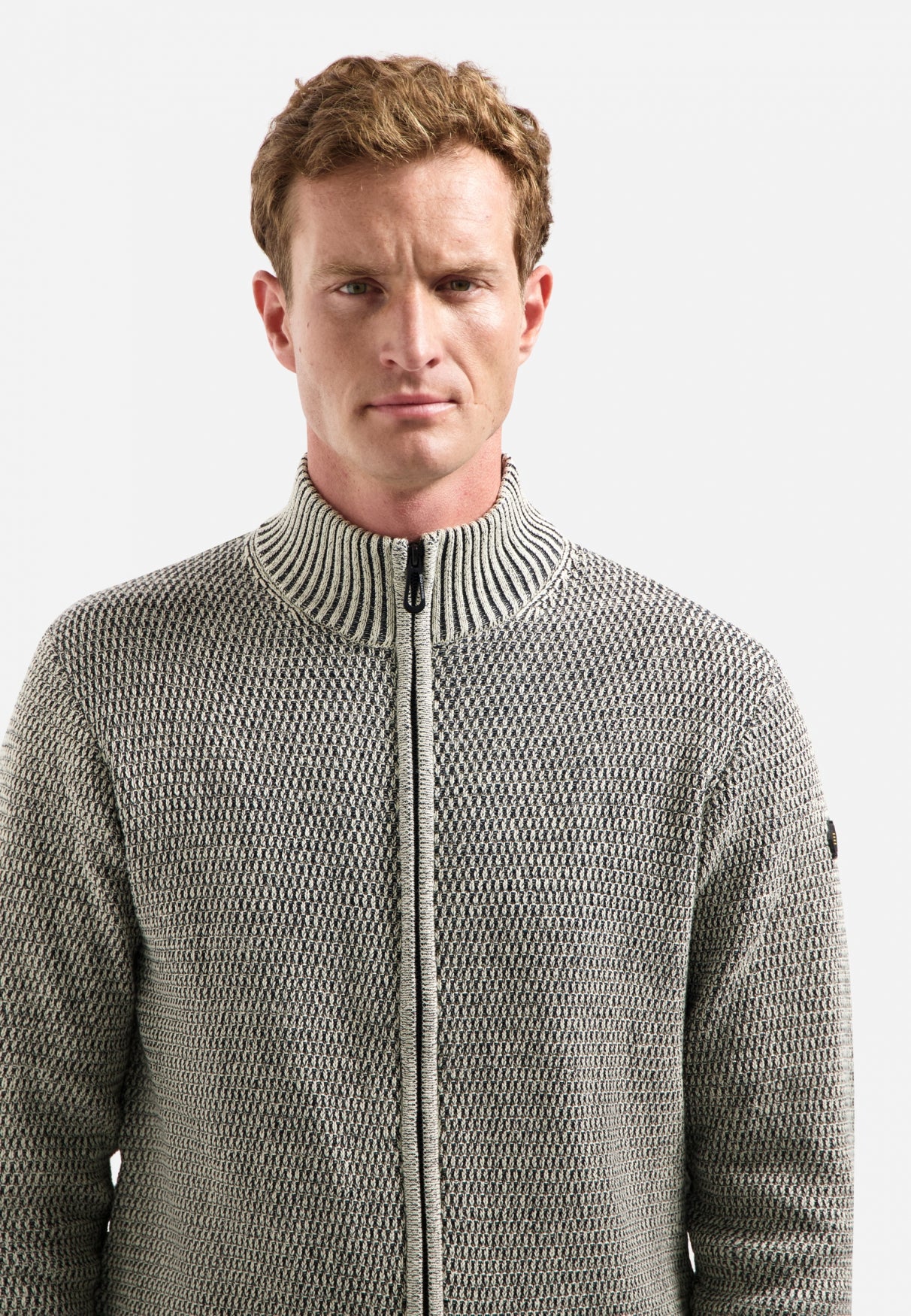 Strickjacke in schwerer Melange-Optik | Stone
