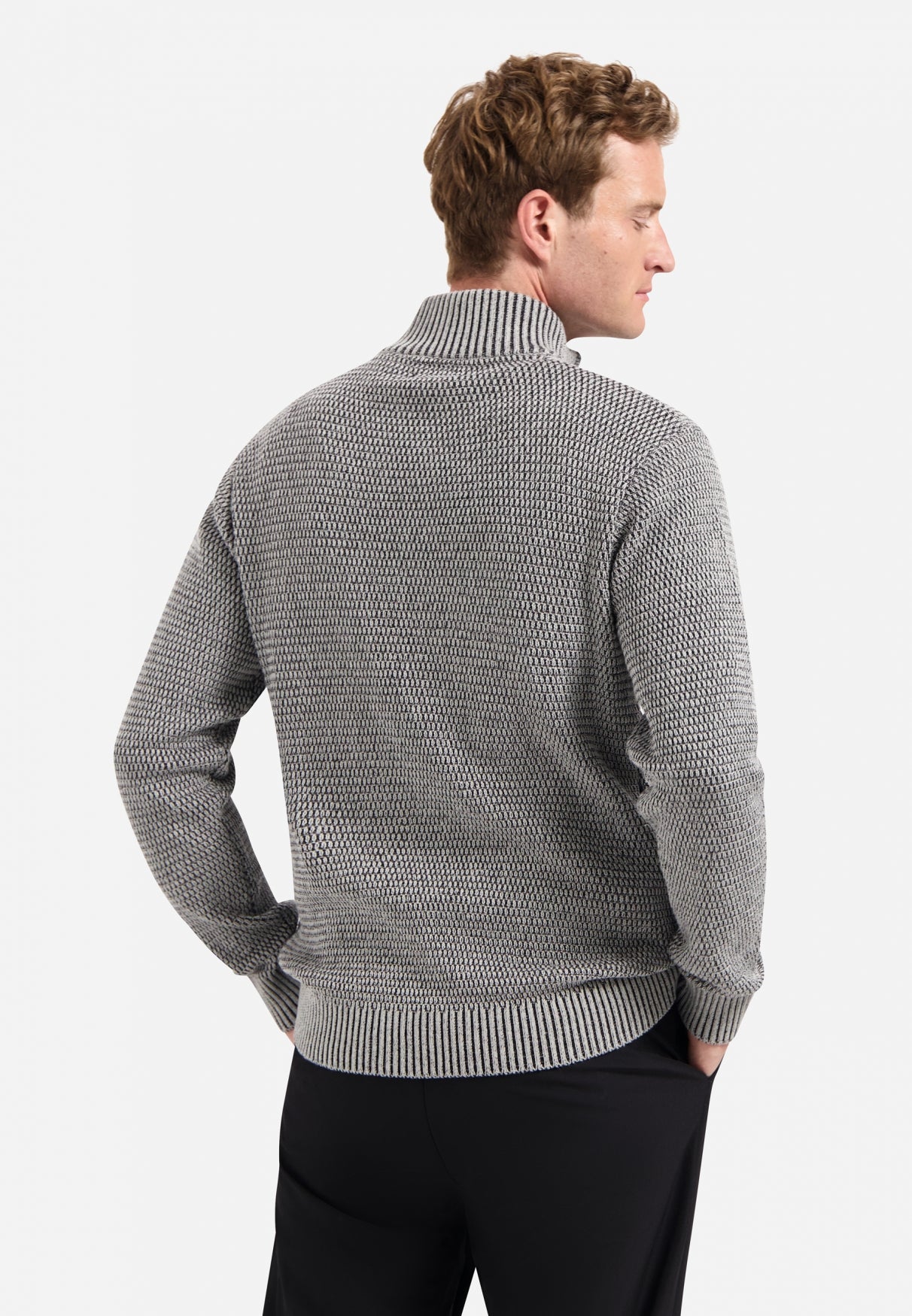 Strickjacke in schwerer Melange-Optik | Grau Melange