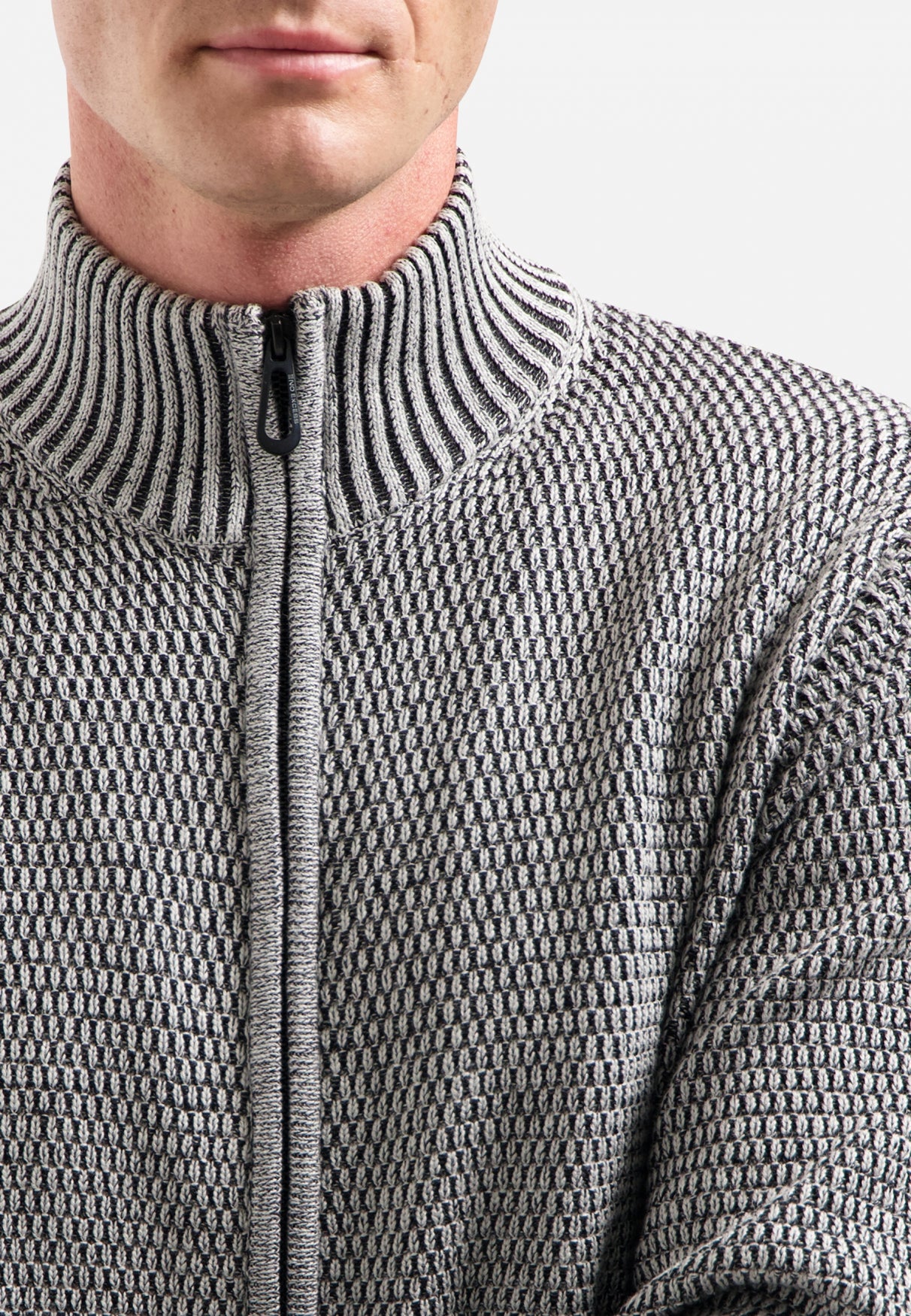 Strickjacke in schwerer Melange-Optik | Grau Melange