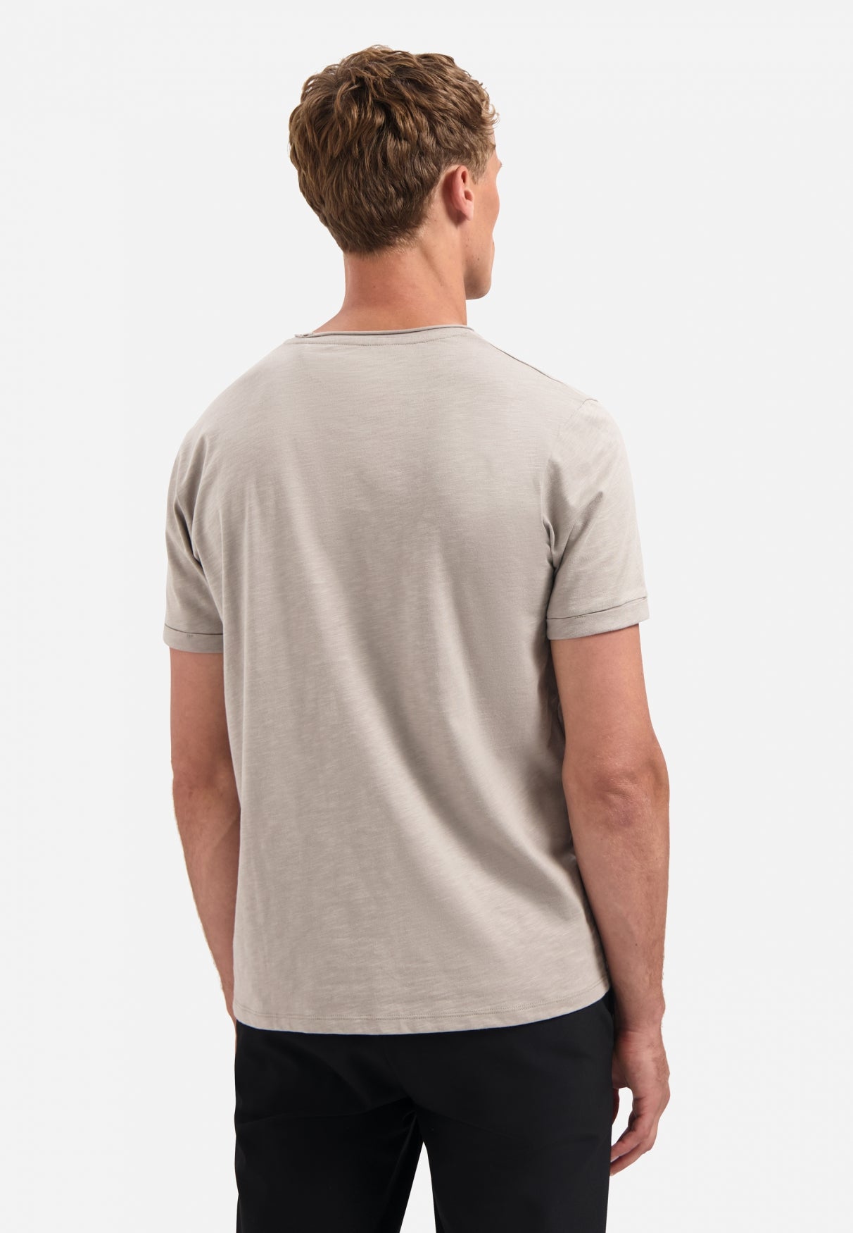Slub crew neck T-shirt | Clay
