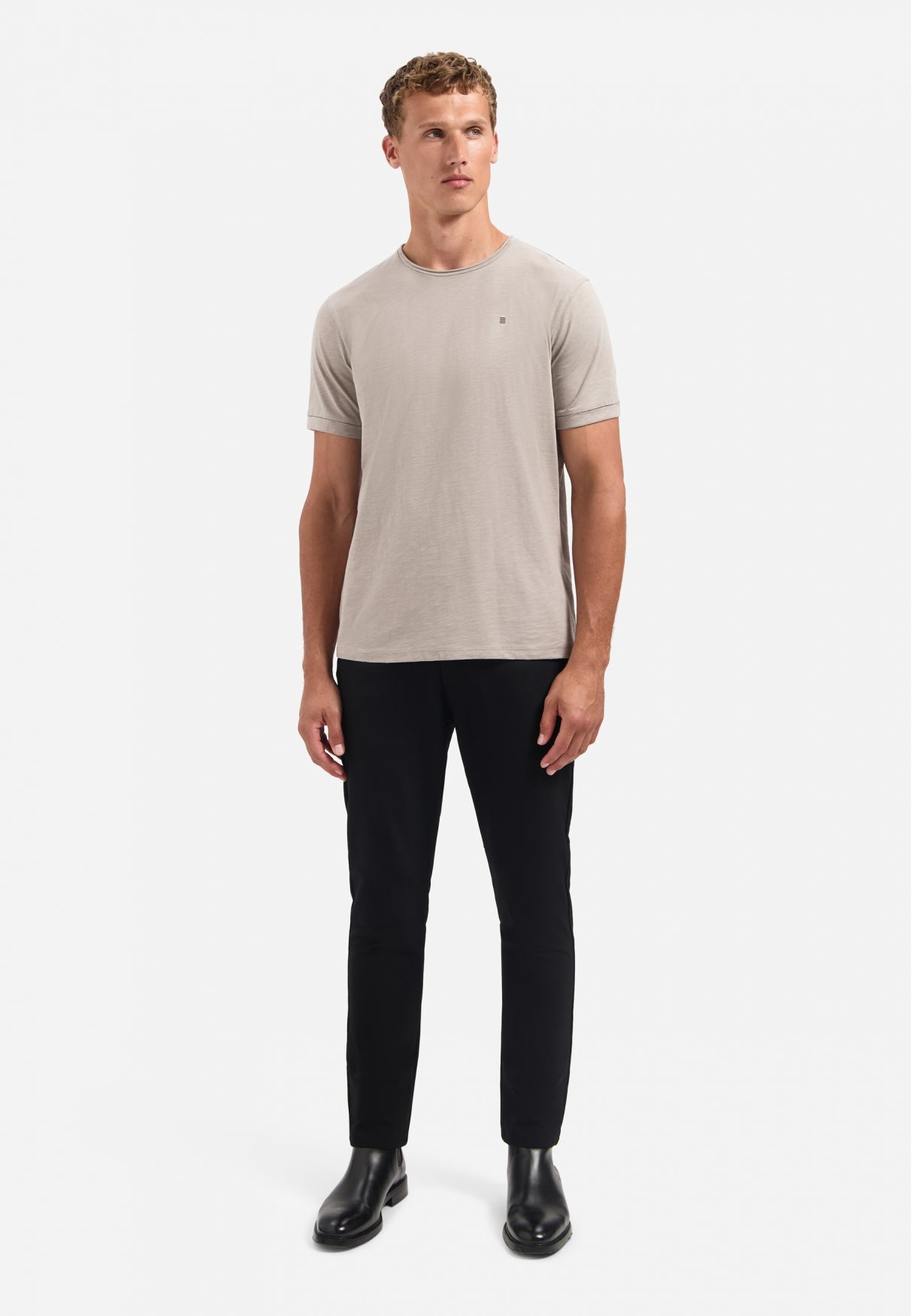 Slub crew neck T-shirt | Clay
