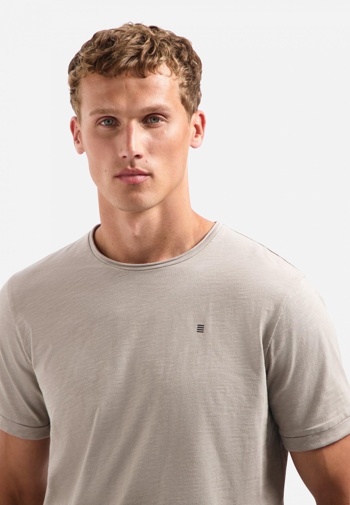 Slub crew neck T-shirt | Clay