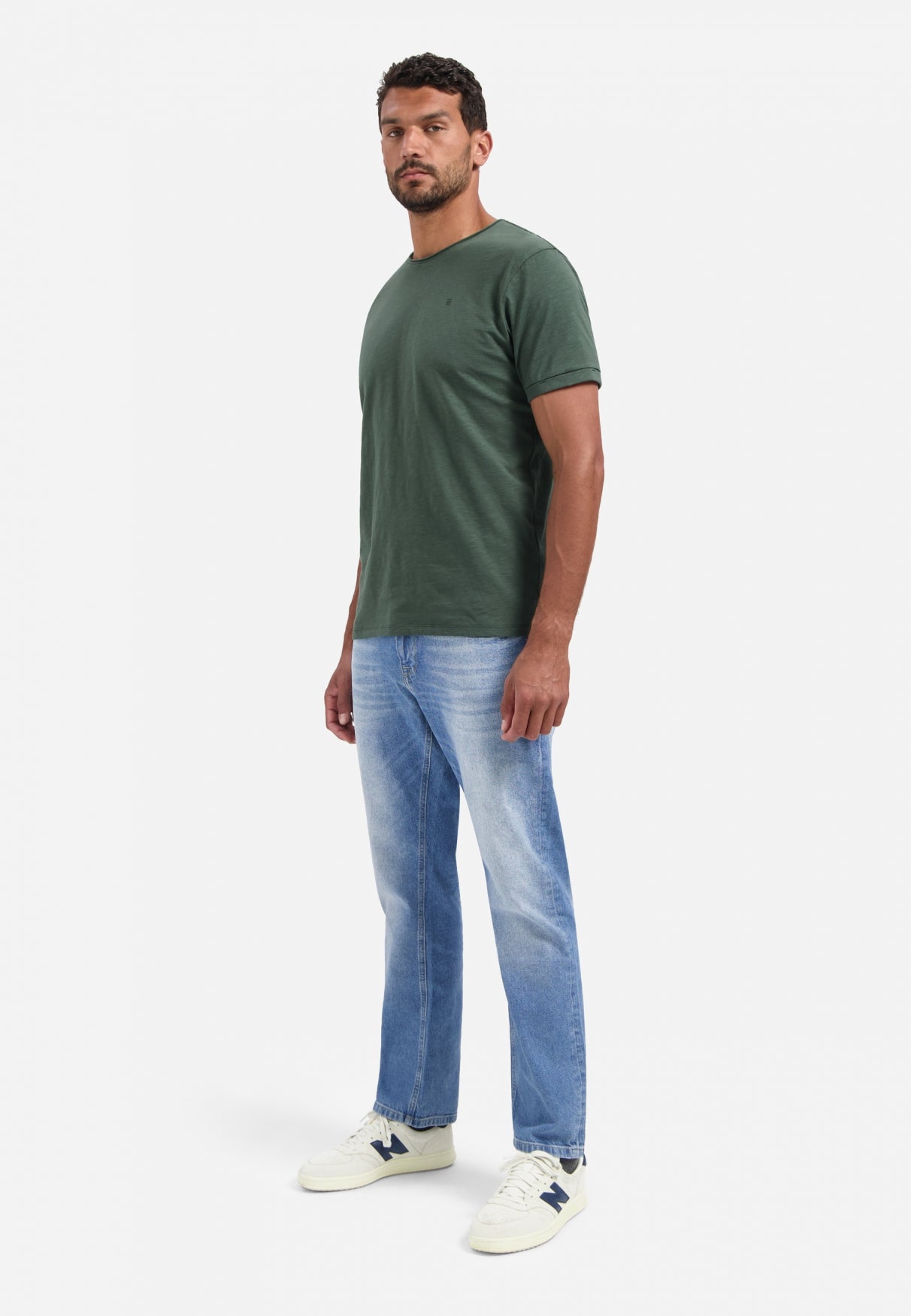 Slub crew neck T-shirt | Dark Green