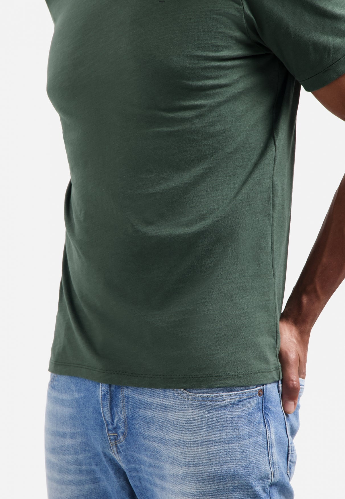 Slub crew neck T-shirt | Dark Green