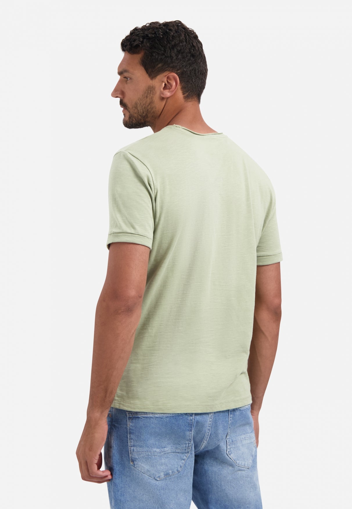 Slub crew neck T-shirt | Light Moss