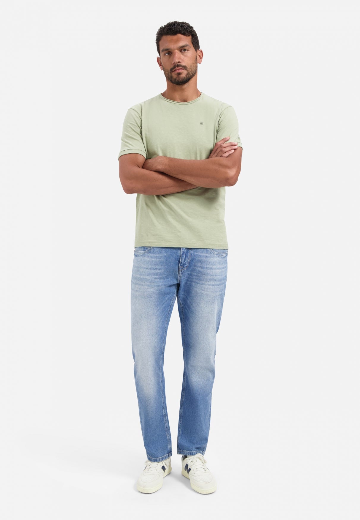 Slub crew neck T-shirt | Light Moss