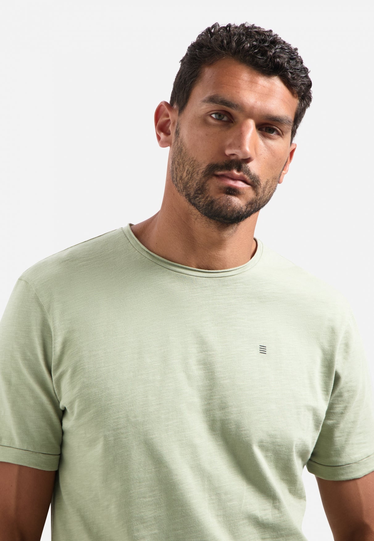Slub crew neck T-shirt | Light Moss