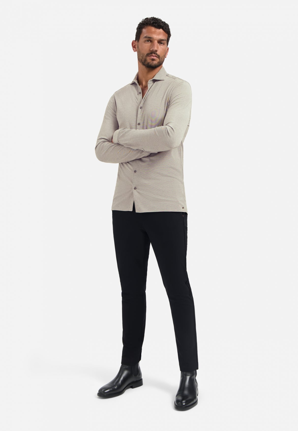 Melange jersey shirt | Clay