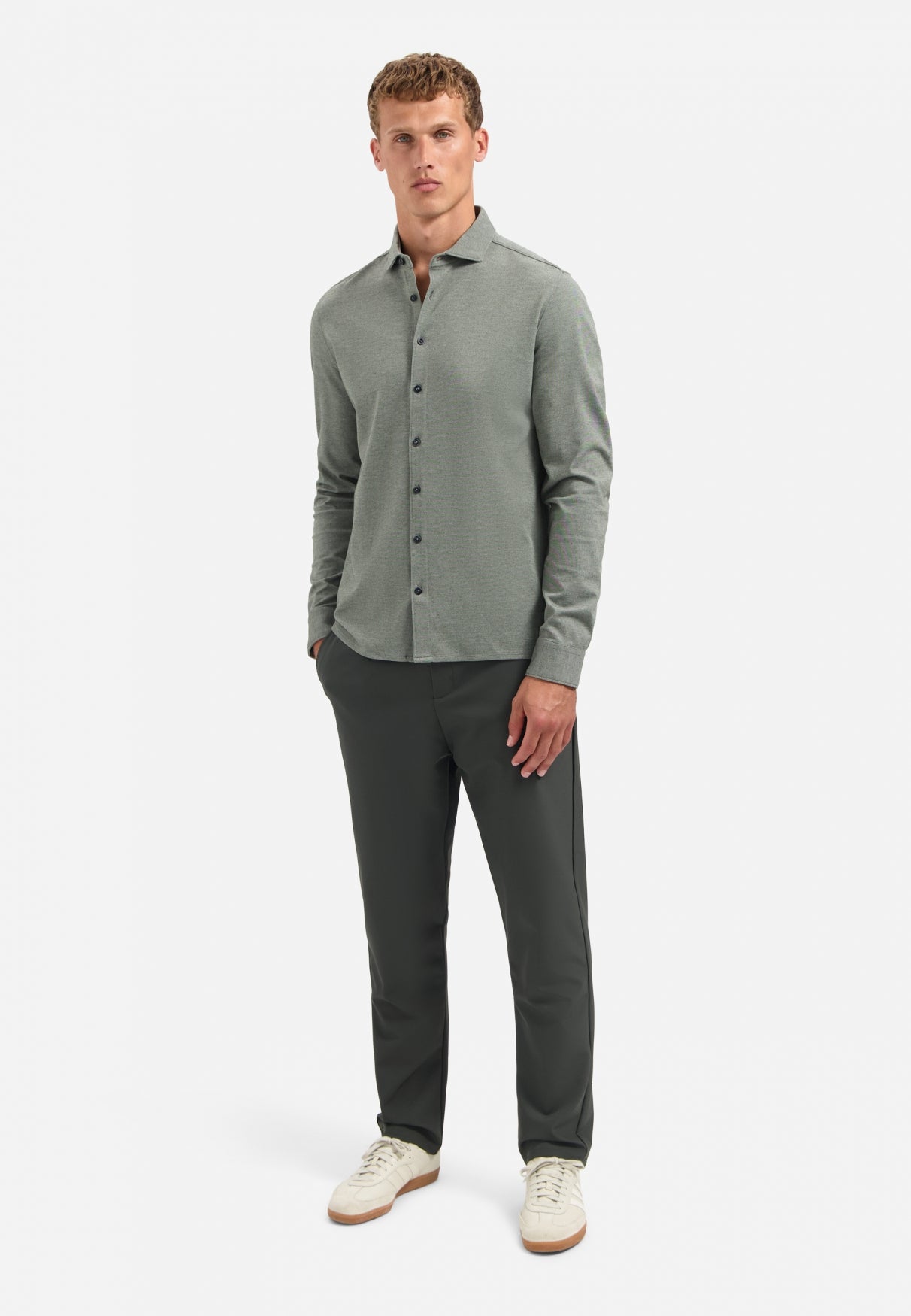 Melange jersey shirt | Dark Green