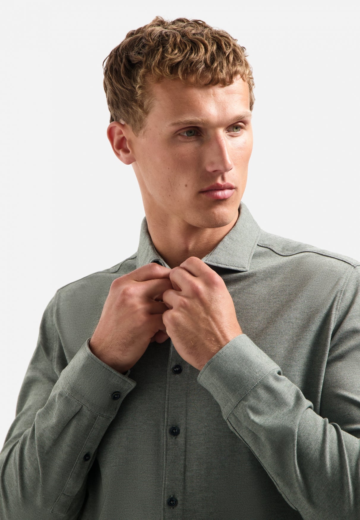 Melange jersey shirt | Dark Green