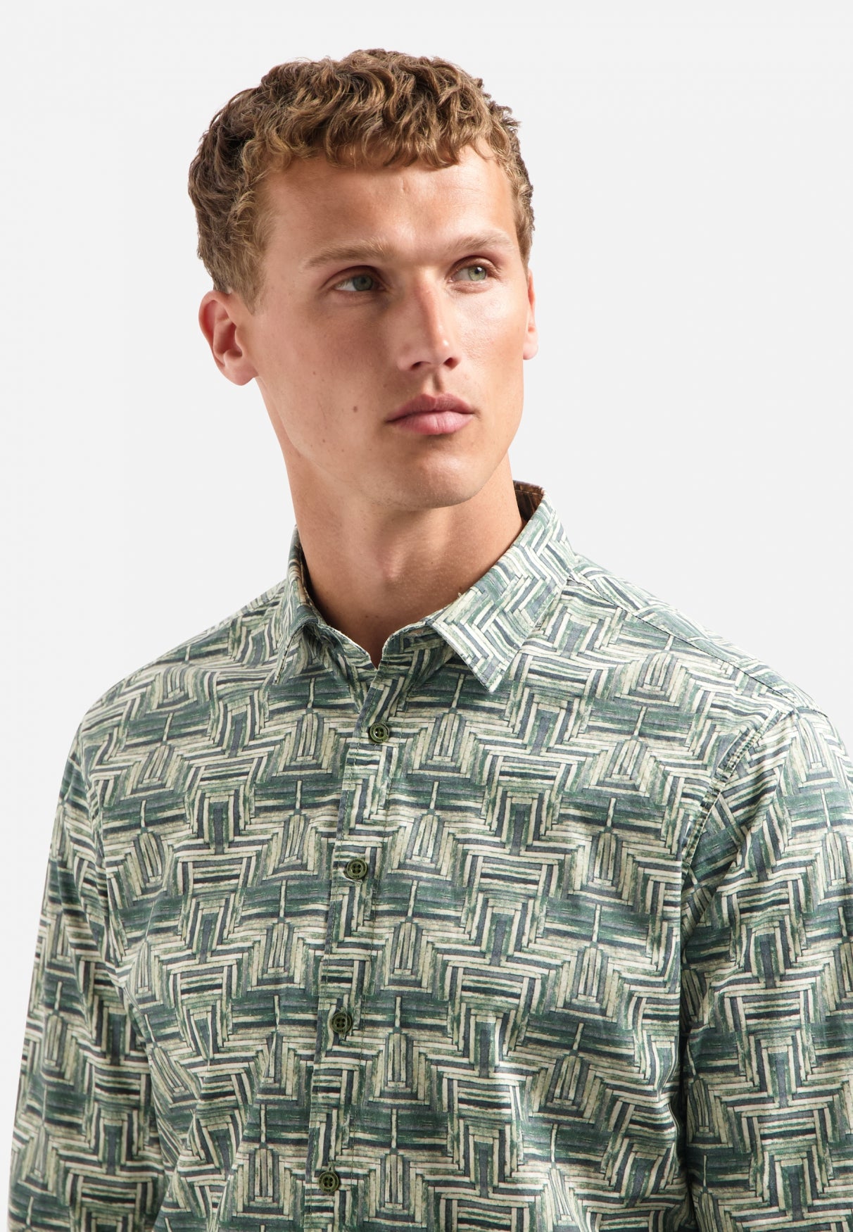 Printed stretch shirt | Dark Green
