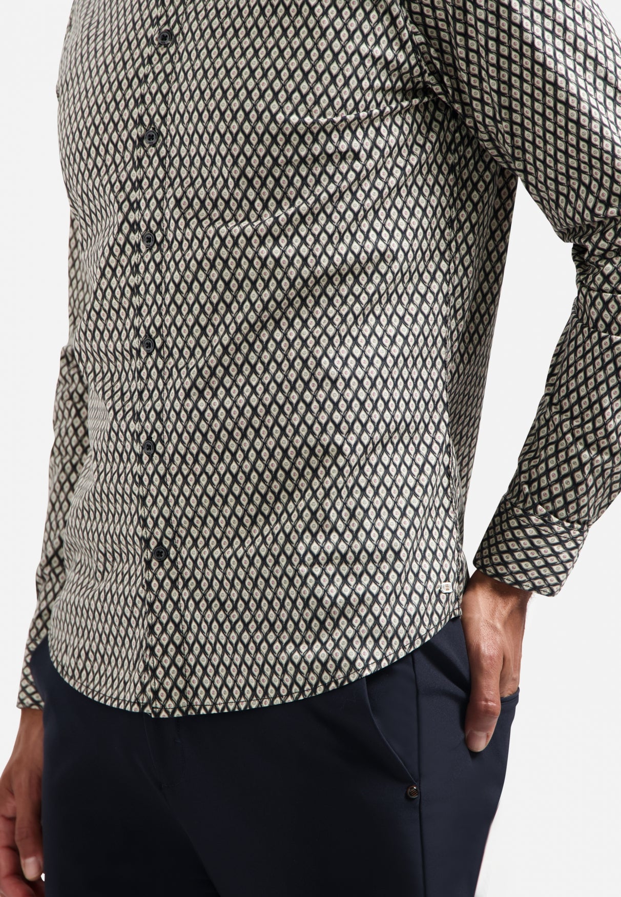 Printed stretch shirt | Black