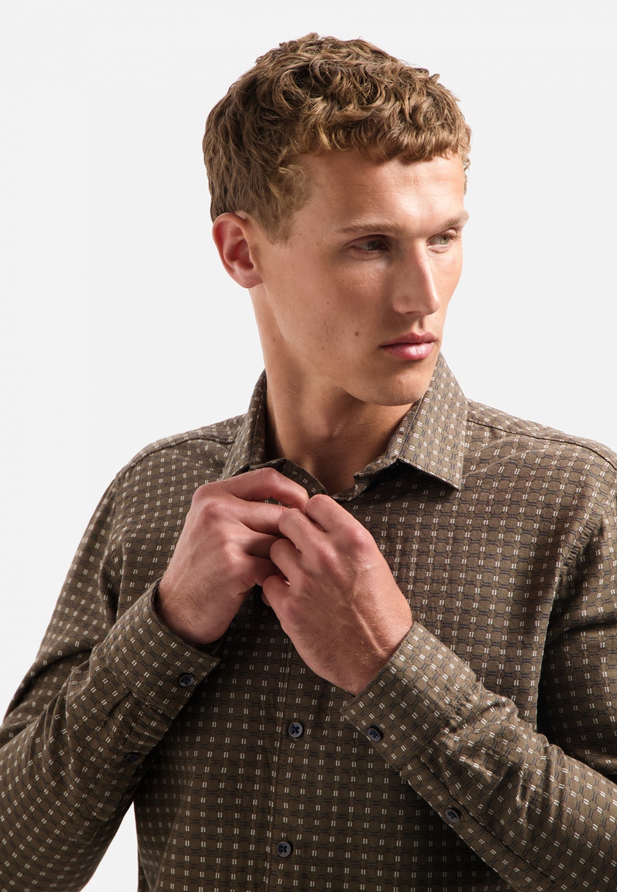 Woven jaquard shirt | Taupe