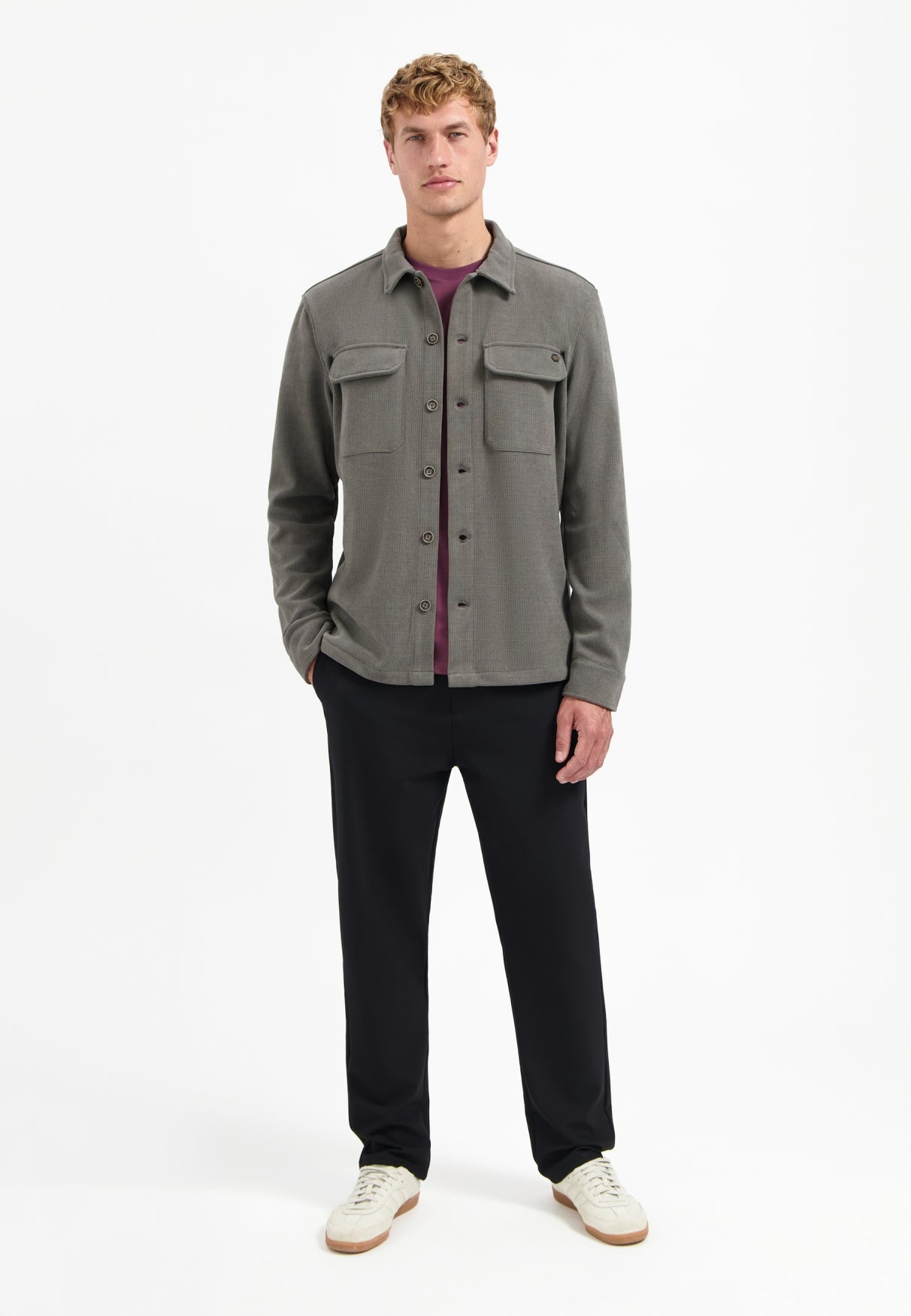 Buttoned overshirt | Dark Clay