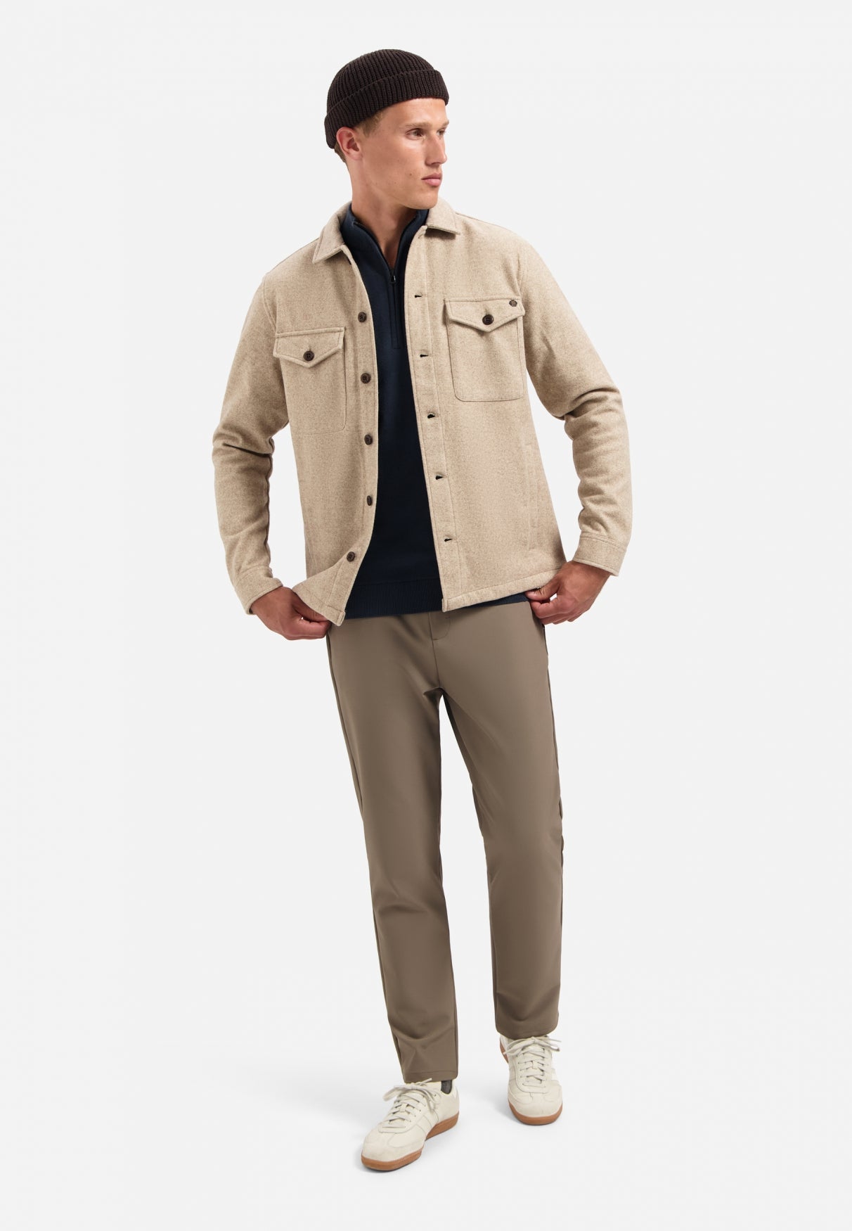 Melange overshirt | Khaki