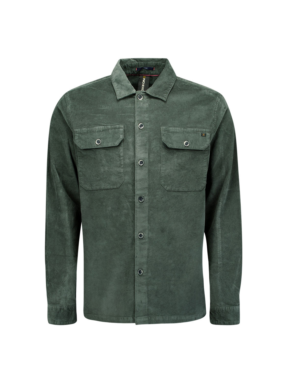 Buttoned velvet overshirt | Dark Green