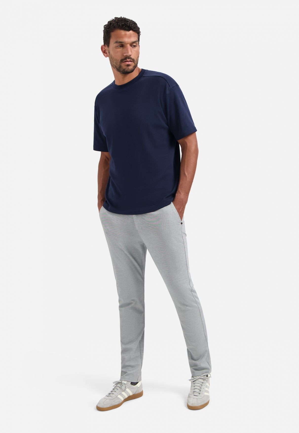 Melange jersey trousers | Grey Melange