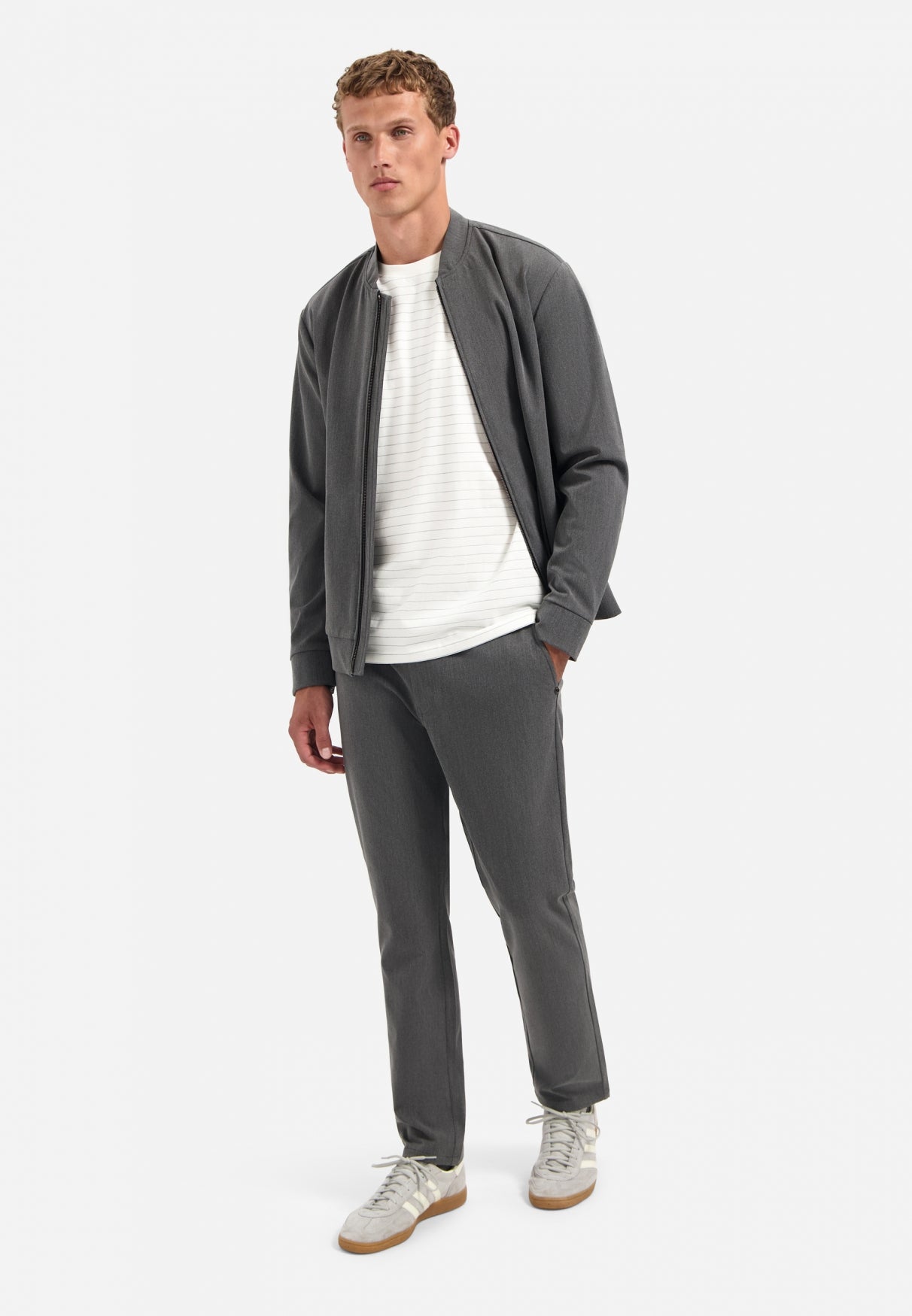 Melange chino stretch trousers | Grey Melange