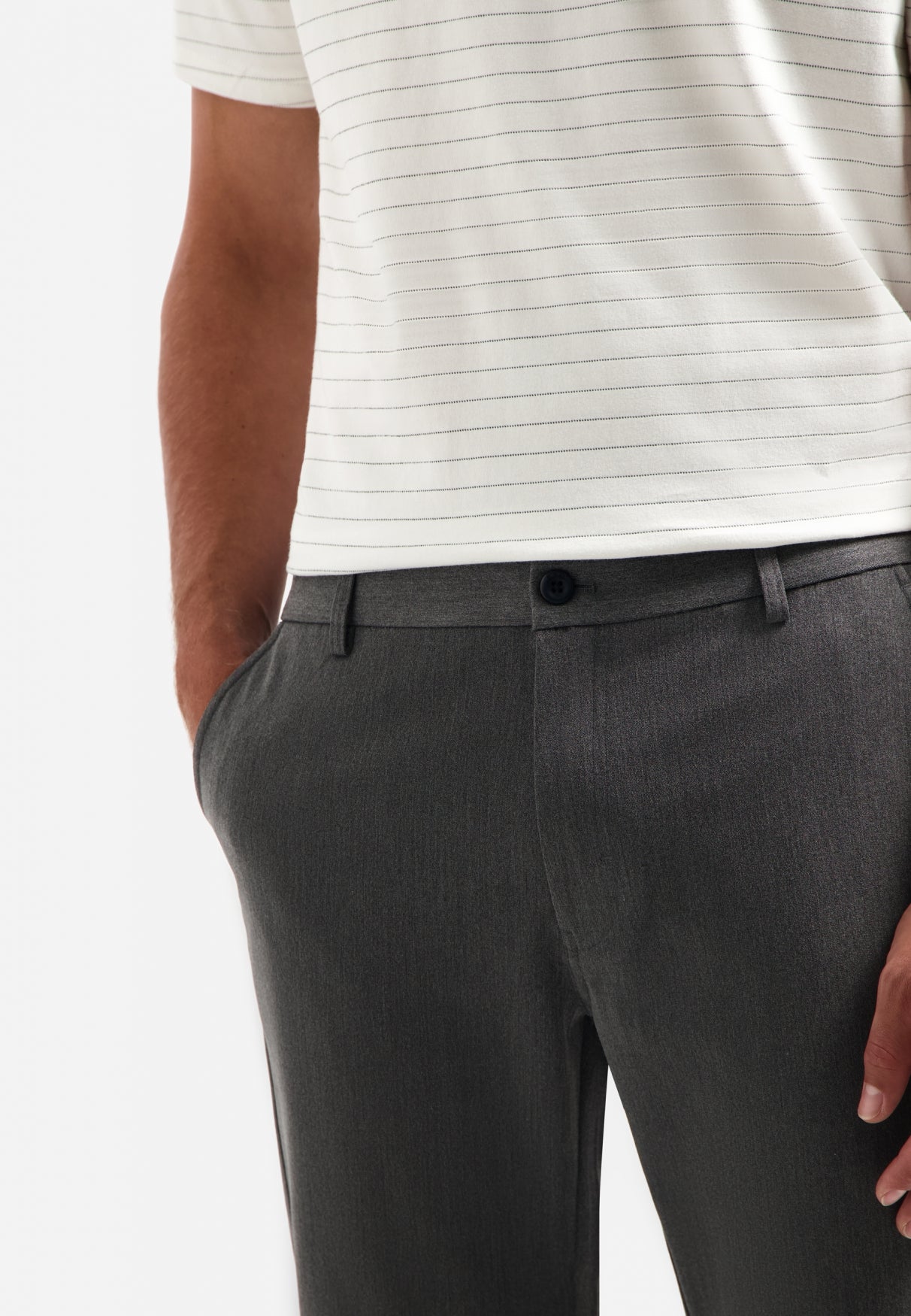 Melange chino stretch trousers | Grey Melange