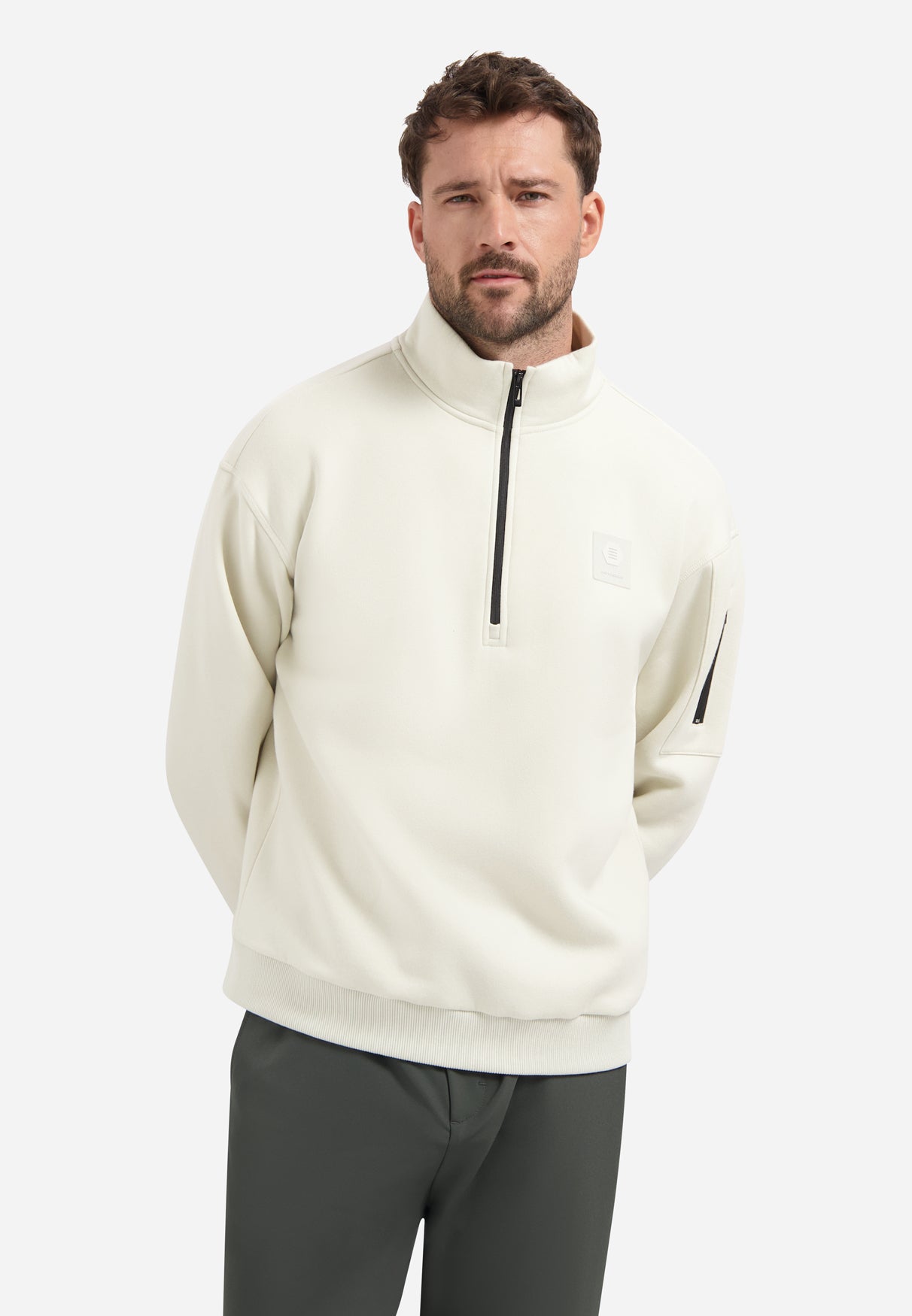 Sweater mit halbem Reißverschluss | Chalk