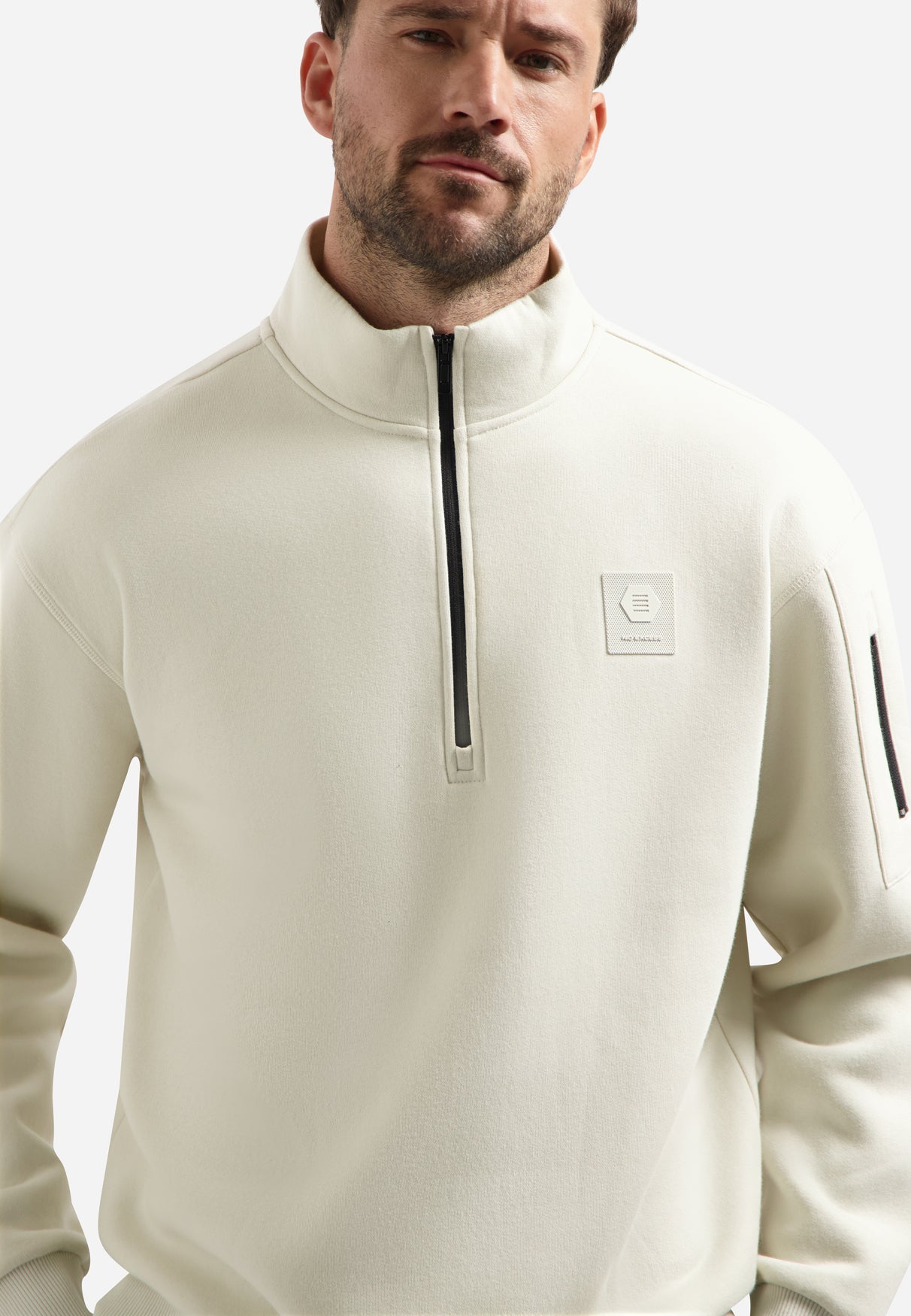 Sweater mit halbem Reißverschluss | Chalk