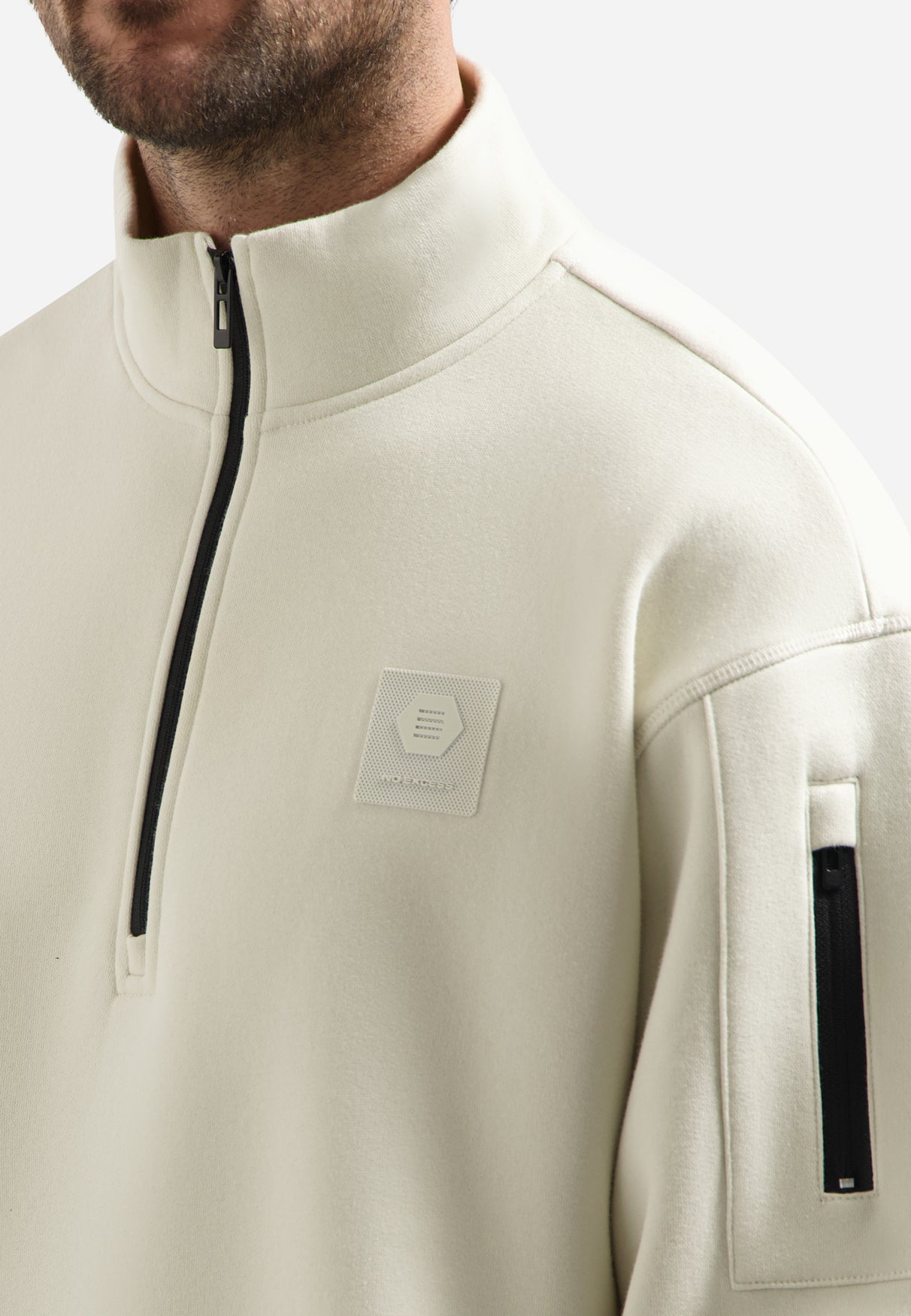 Sweater mit halbem Reißverschluss | Chalk