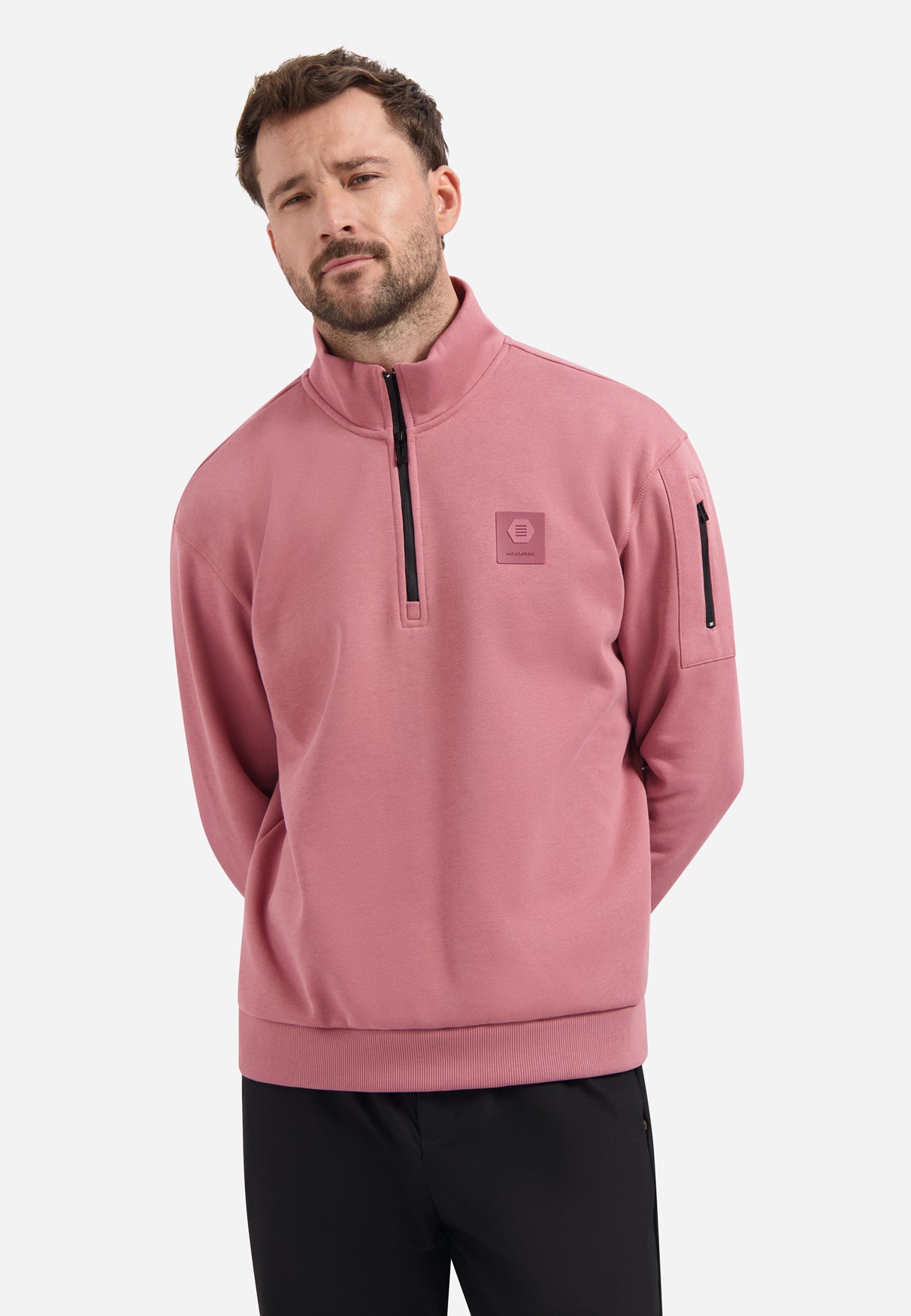 Sweater mit halbem Reißverschluss | Old Pink