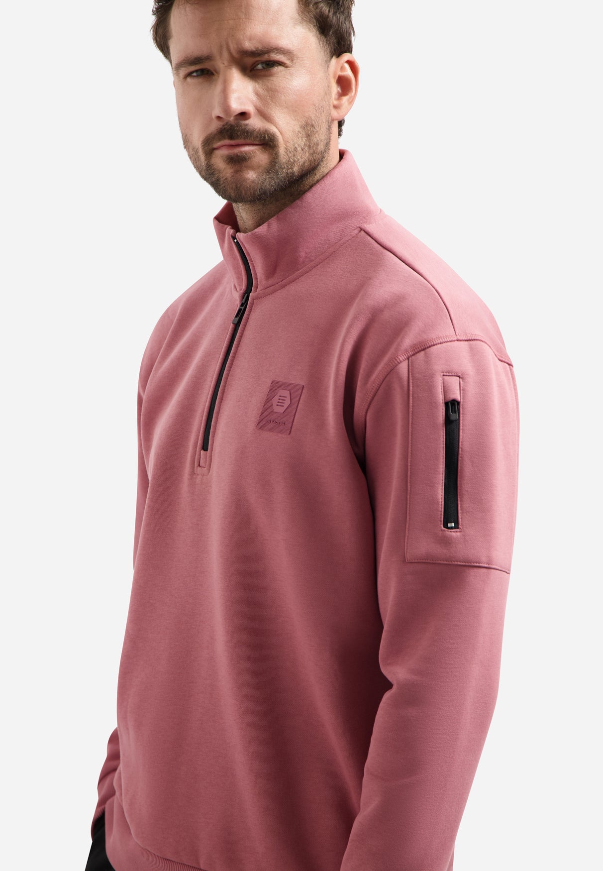 Sweater mit halbem Reißverschluss | Old Pink
