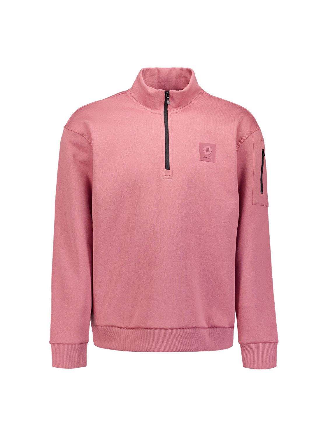 Sweater mit halbem Reißverschluss | Old Pink