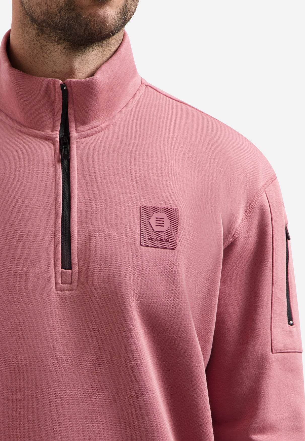Sweater mit halbem Reißverschluss | Old Pink