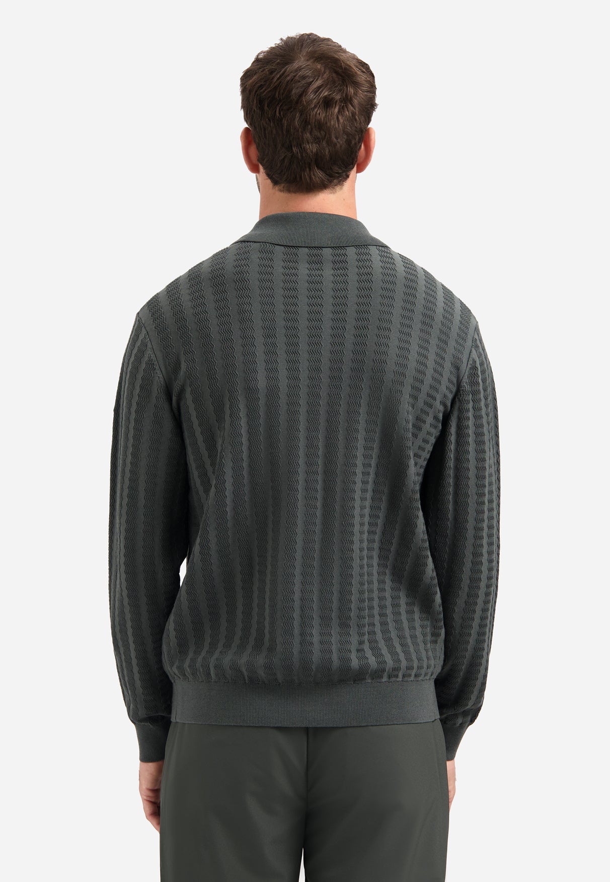 Strickjacke mit Knopfleiste und Polokragen | Dark Steel