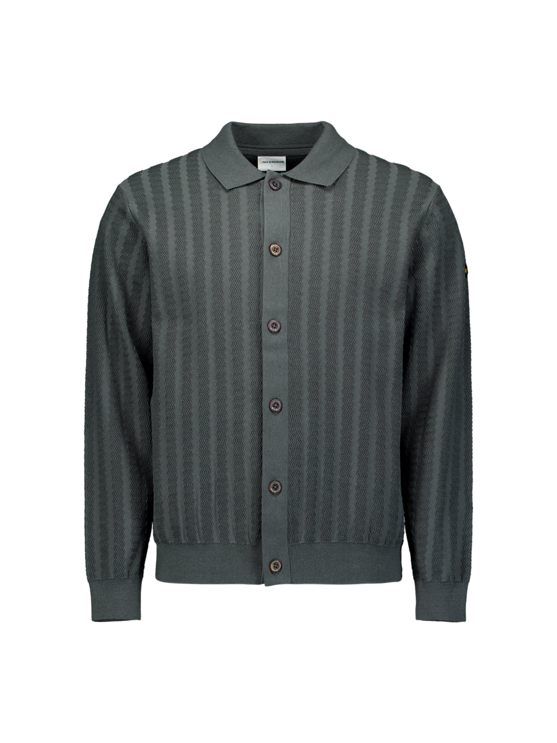 Strickjacke mit Knopfleiste und Polokragen | Dark Steel