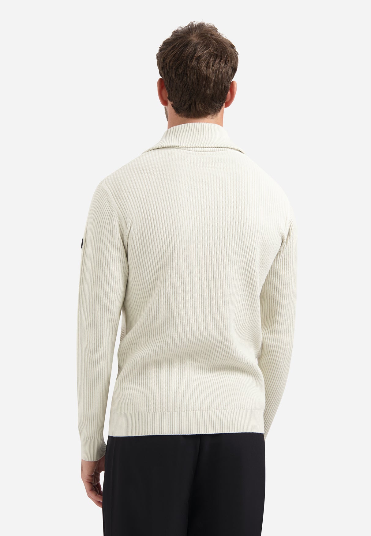 High Neck Zip Jumper | Chalk