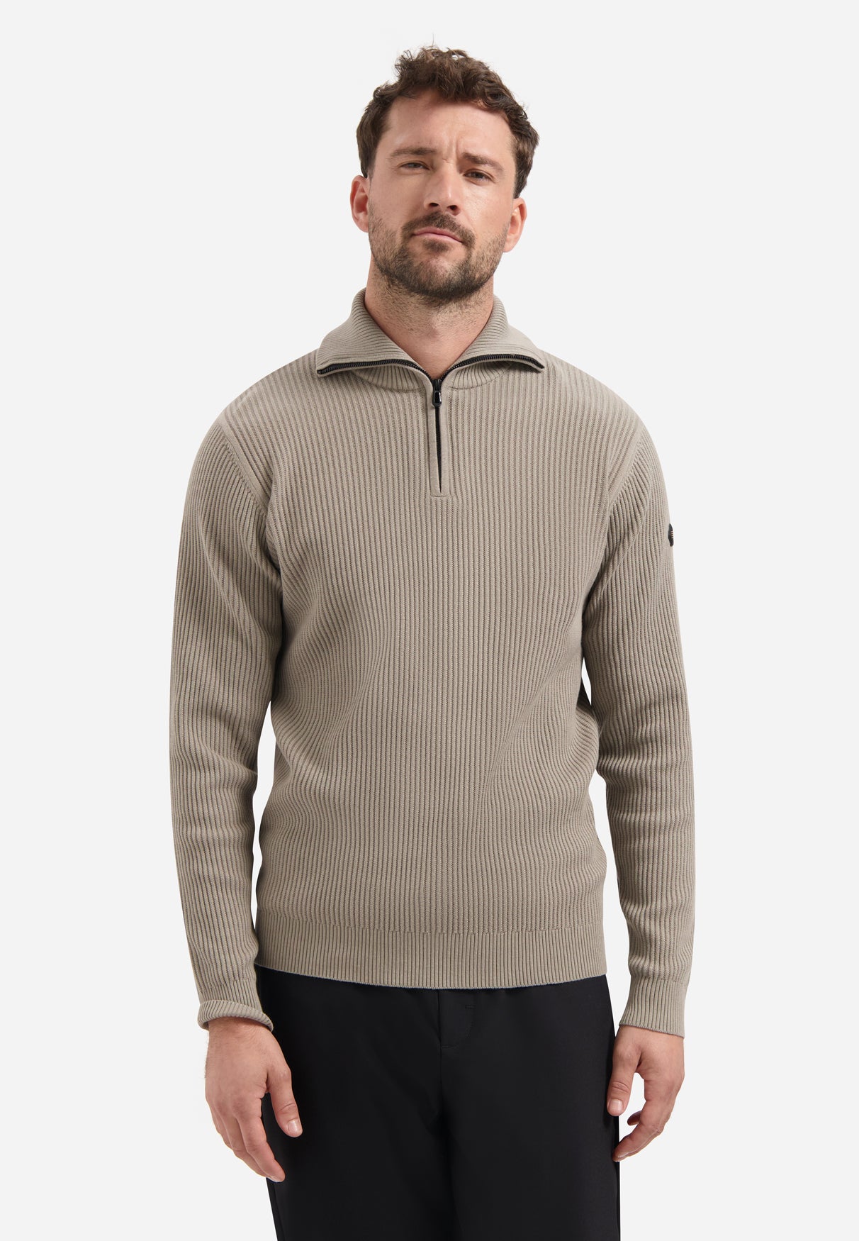High Neck Zip Jumper | Clay