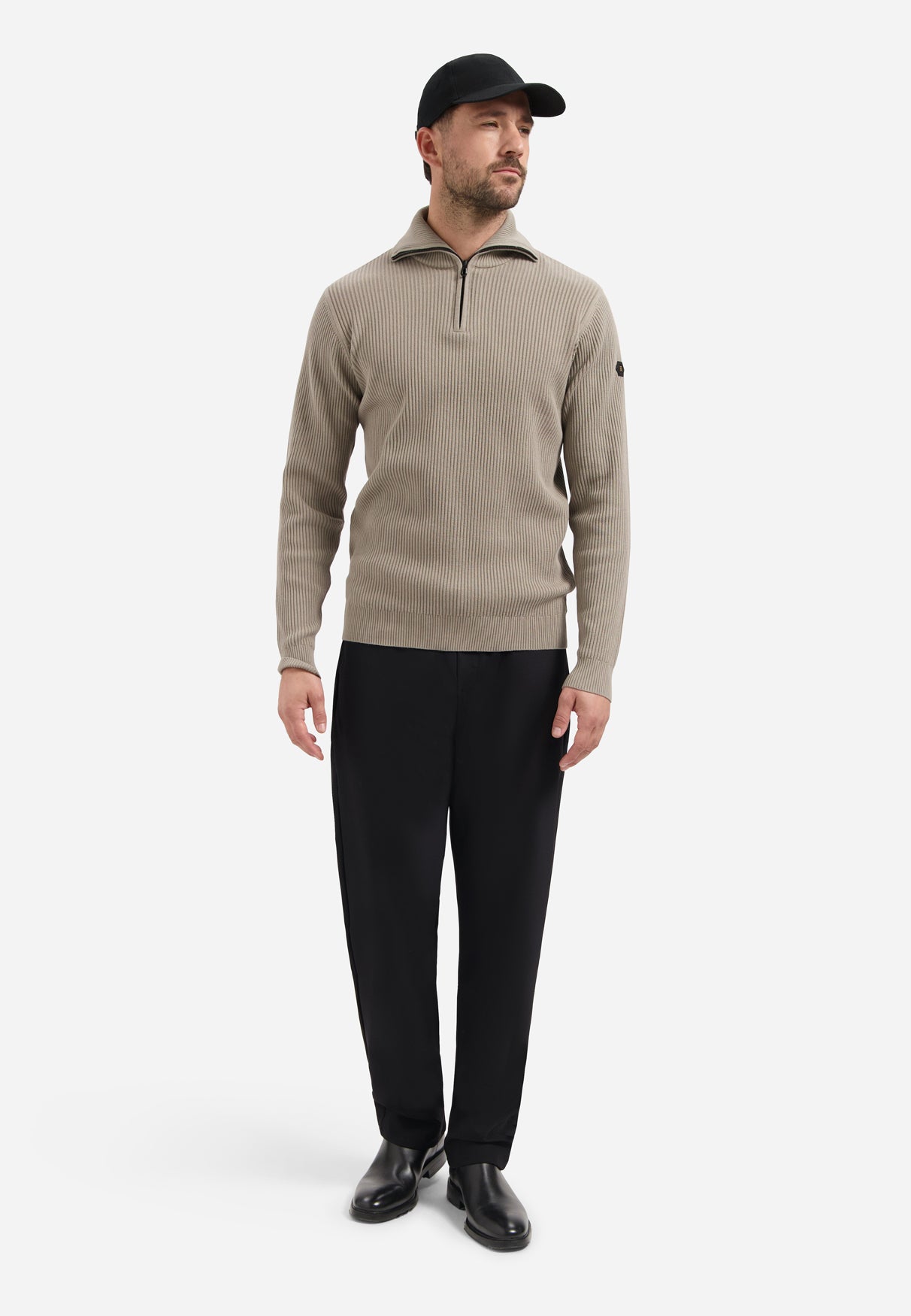 High Neck Zip Jumper | Clay