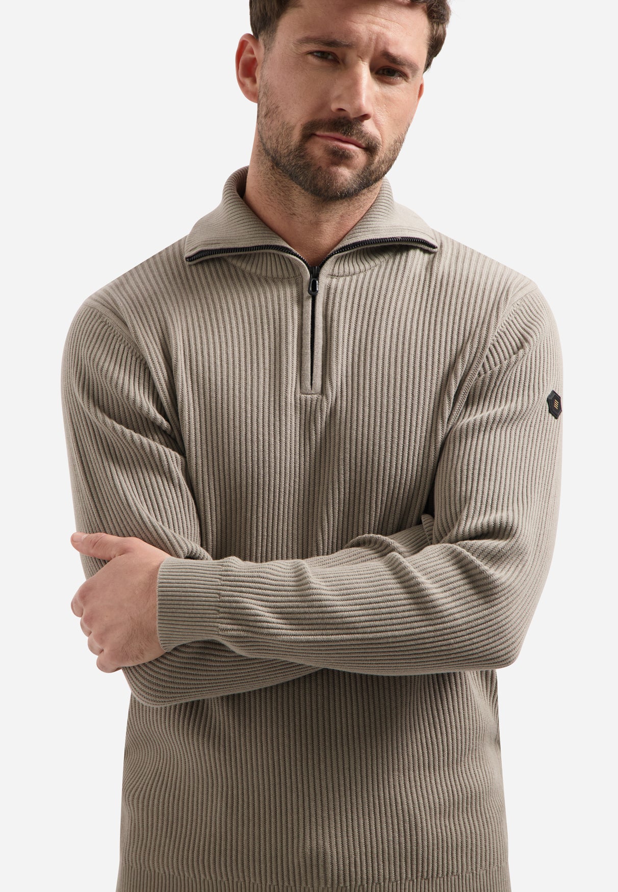 High Neck Zip Jumper | Clay