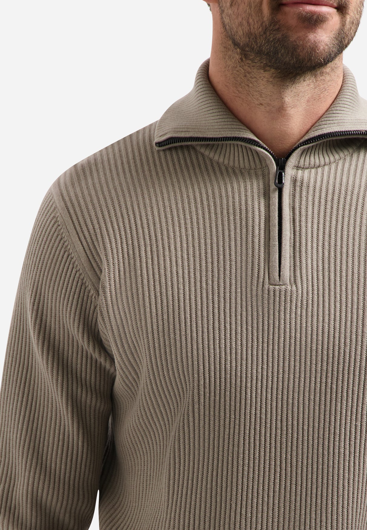 High Neck Zip Jumper | Clay