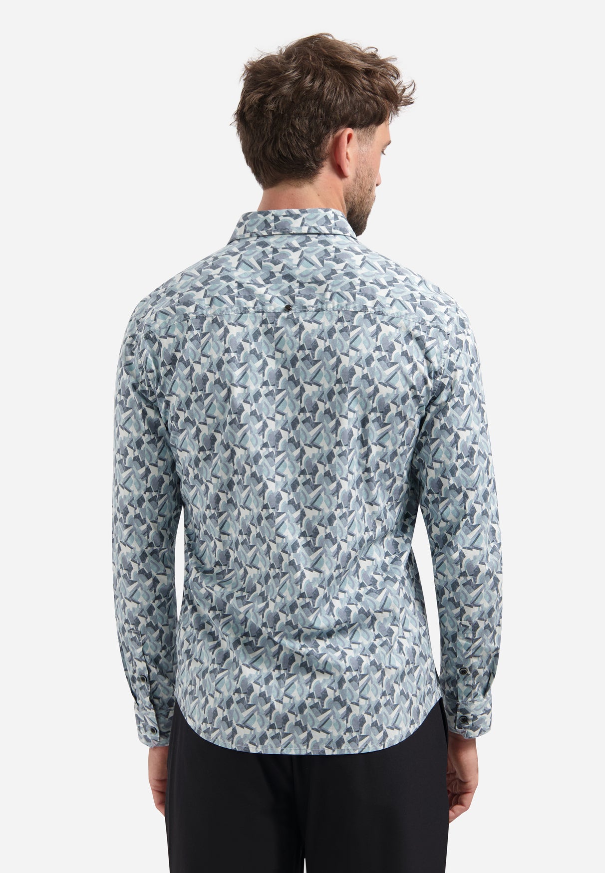 Printed stretch shirt | Dark Steel
