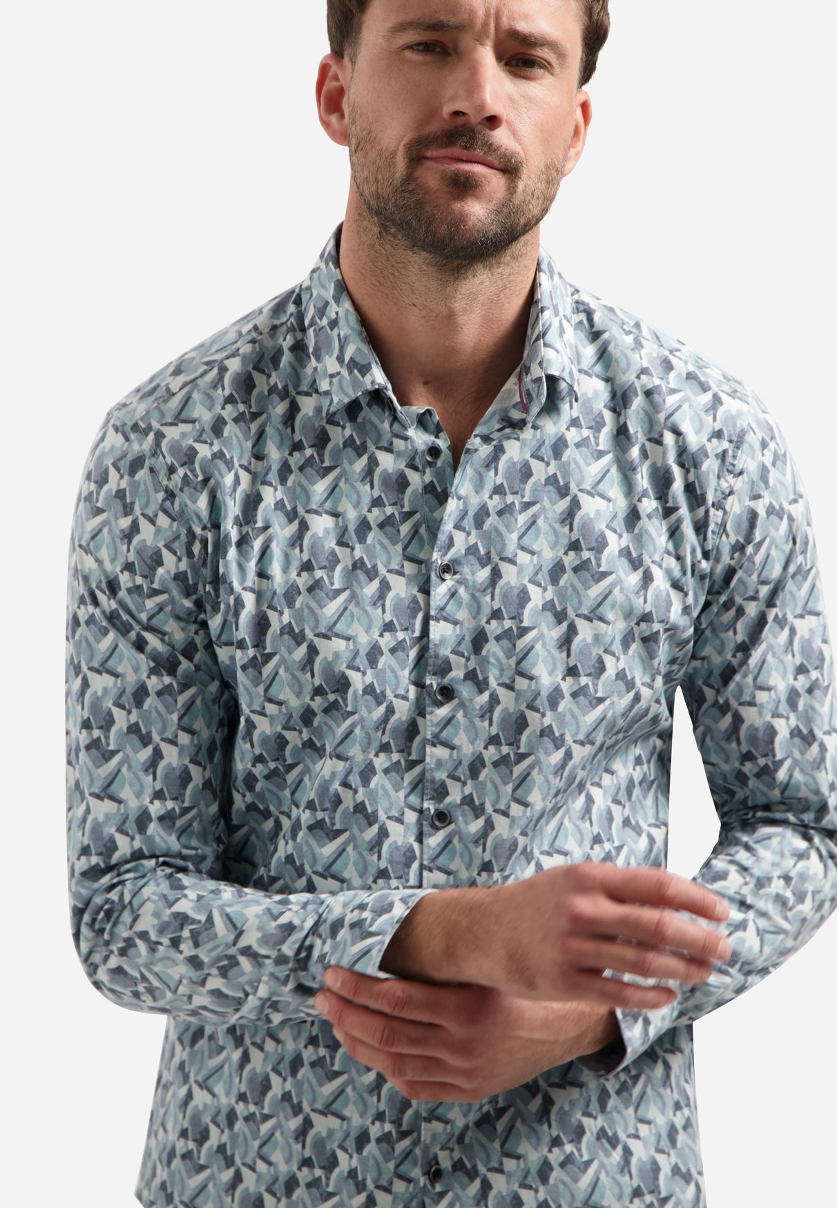 Printed stretch shirt | Dark Steel