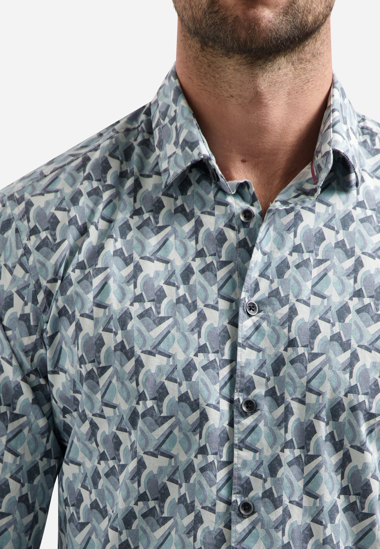 Printed stretch shirt | Dark Steel