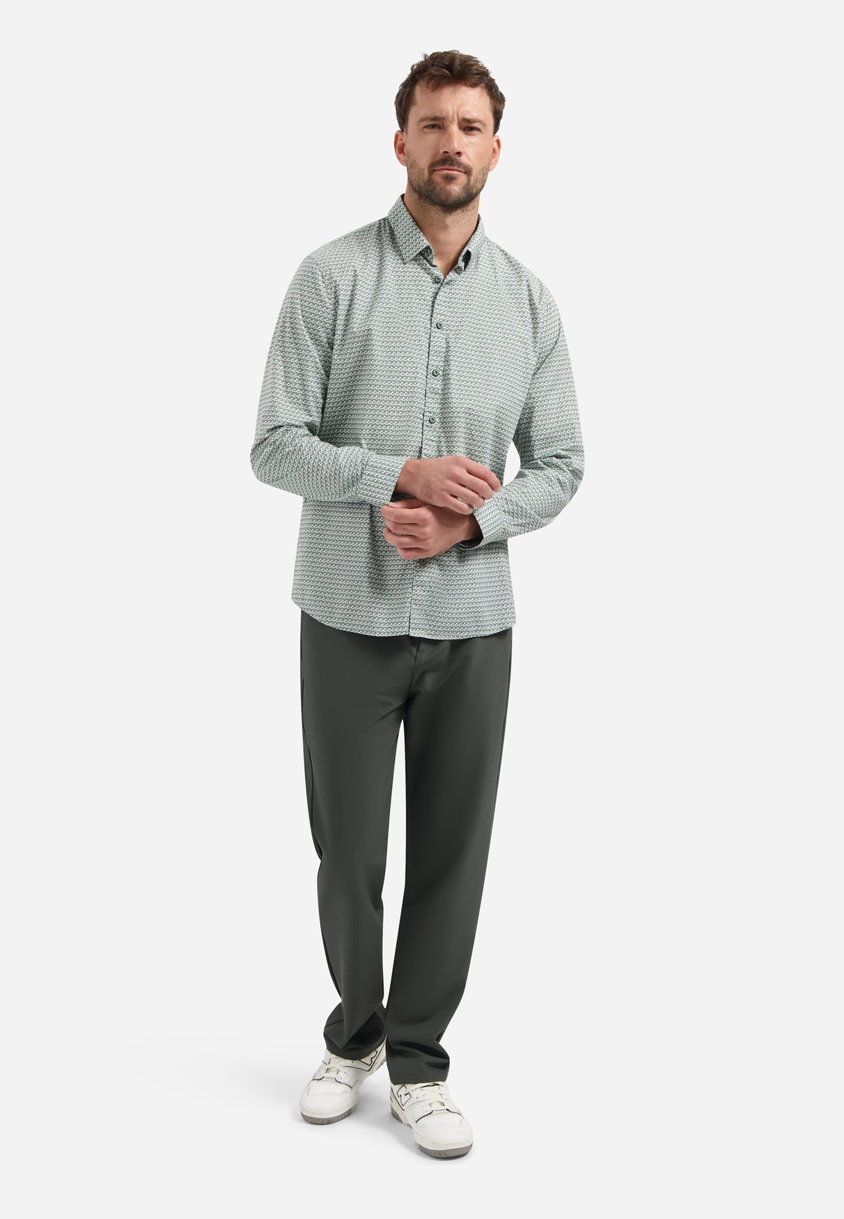 Printed stretch shirt | Seablue