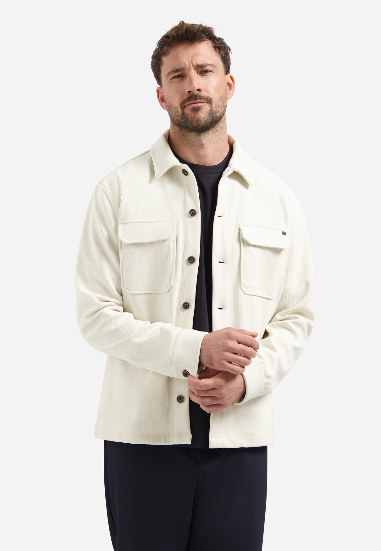 Sweat-Overshirt mit Struktur | Chalk