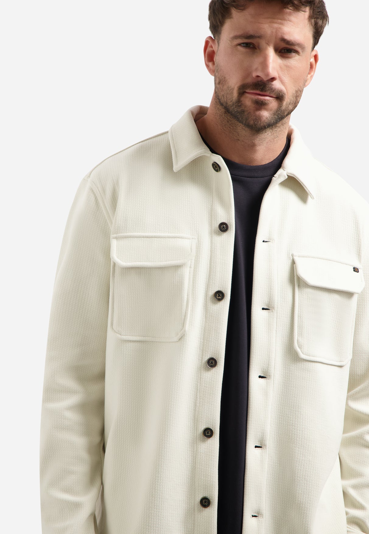 Sweat-Overshirt mit Struktur | Chalk