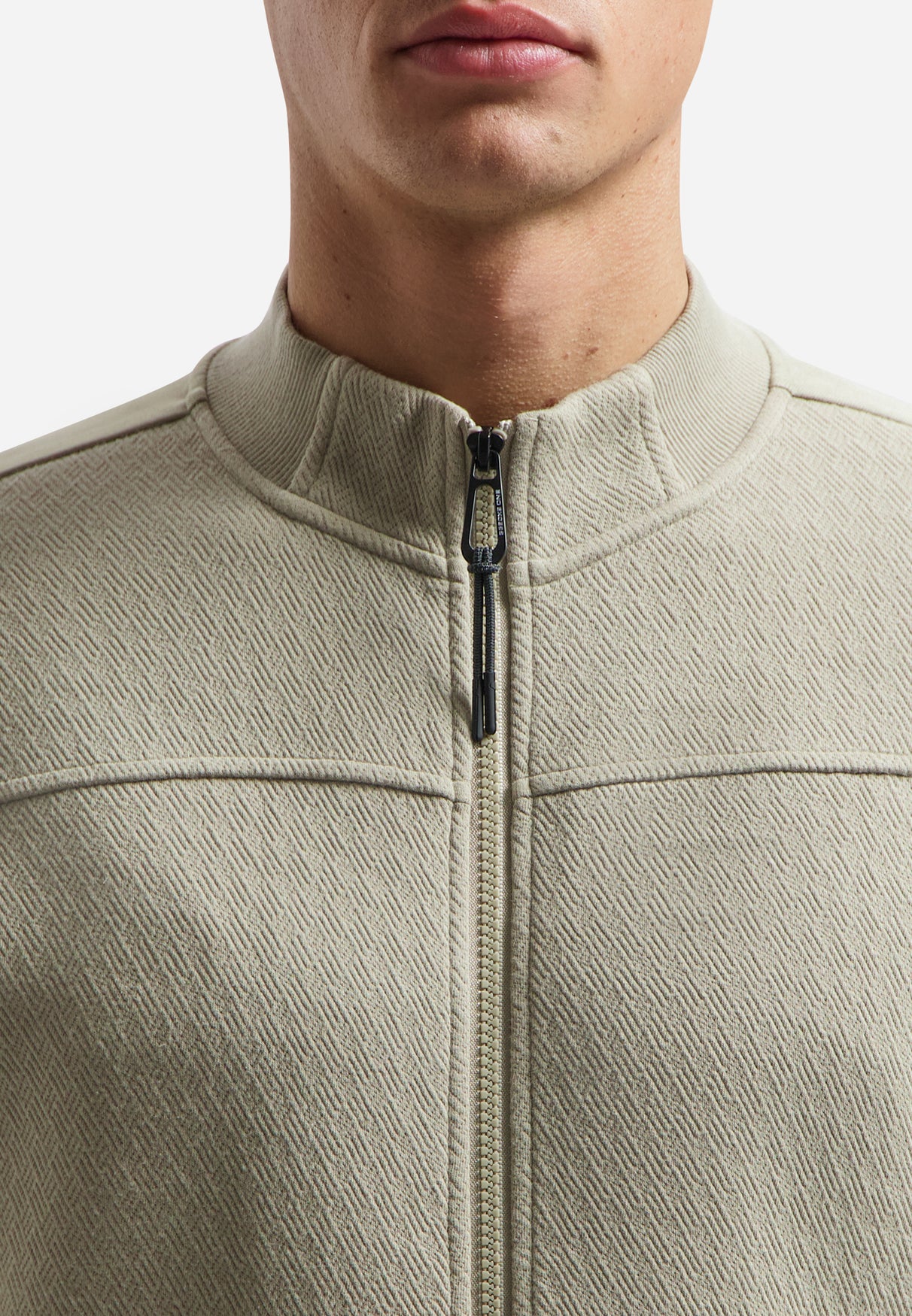 Sweatjacke mit gemischten Texturen | Taupe