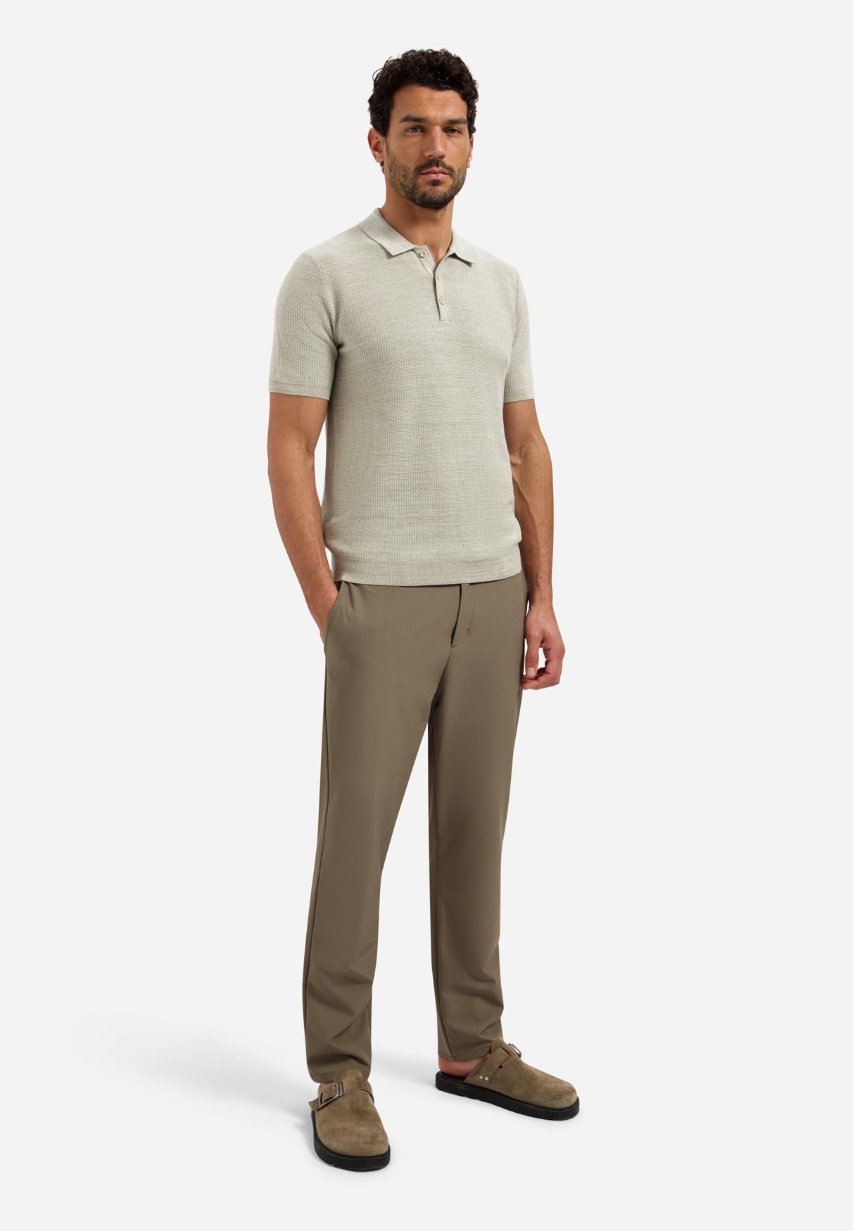 Strick-Poloshirt | Taupe